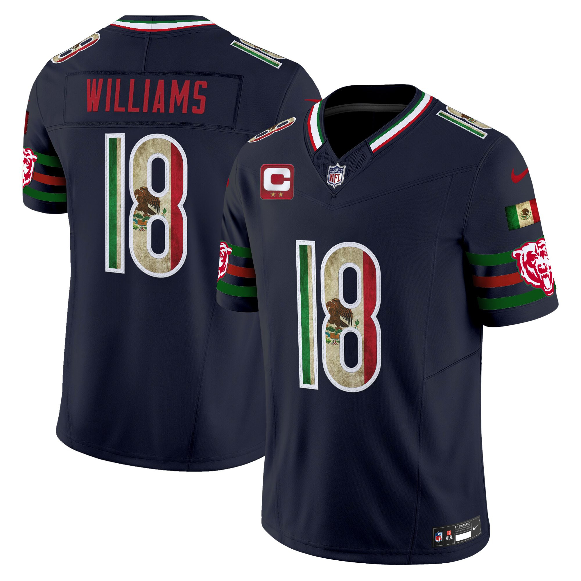 Caleb Williams Men's Chicago Bears Mexico Vapor Limited Navy Jersey - All Stitched