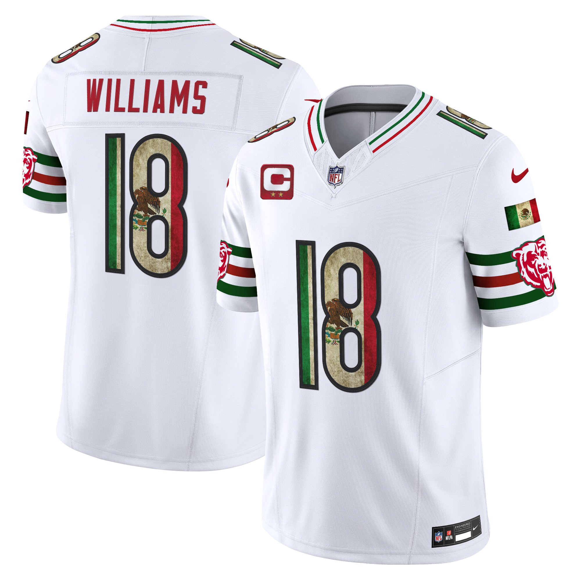 Caleb Williams Men's Chicago Bears Mexico Vapor Limited White Jersey - All Stitched