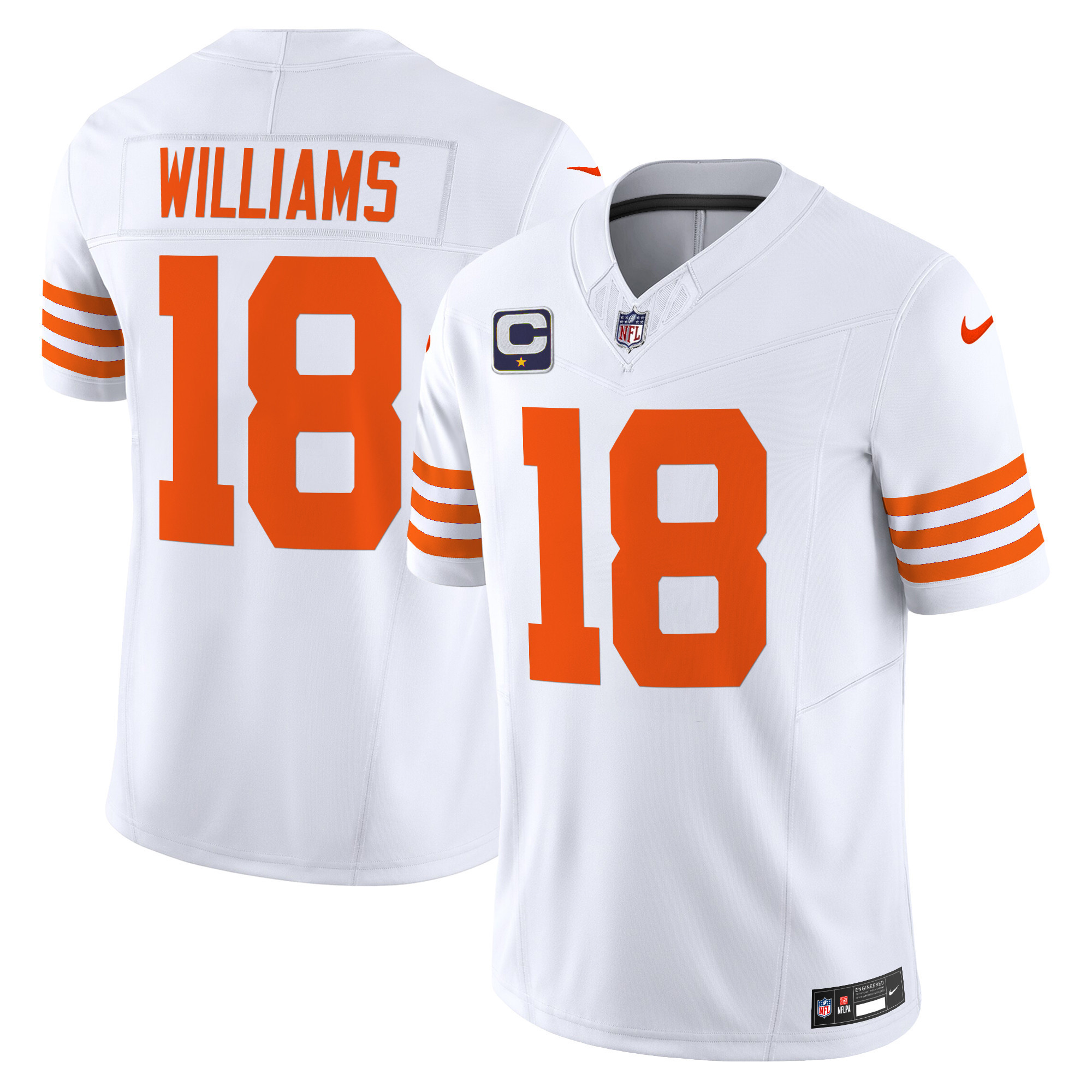 Caleb Williams Men's Chicago Bears Throwback Vapor Limited White Jersey - All Stitched