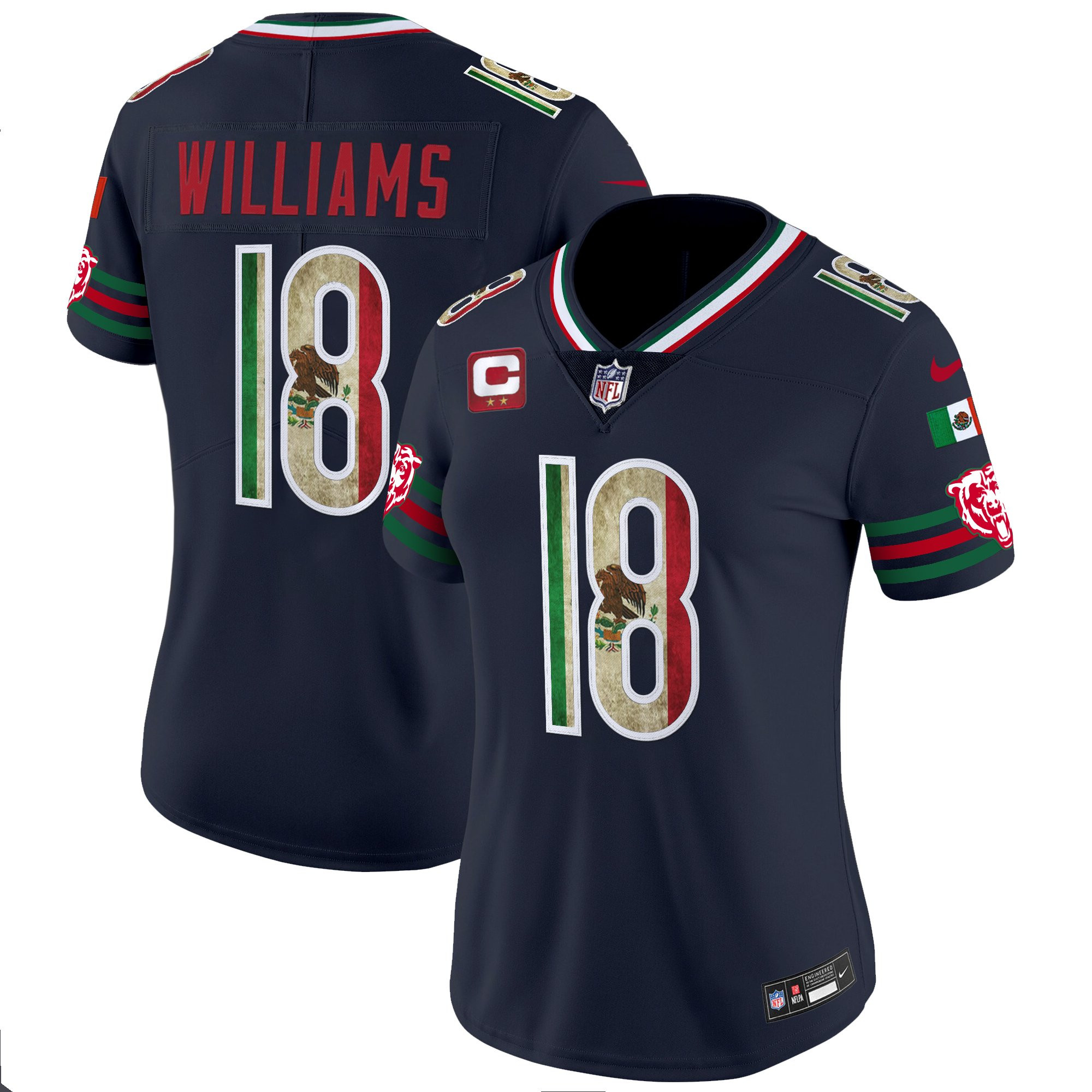 Caleb Williams Women's Chicago Bears Mexico Vapor Limited Navy Jersey - All Stitched