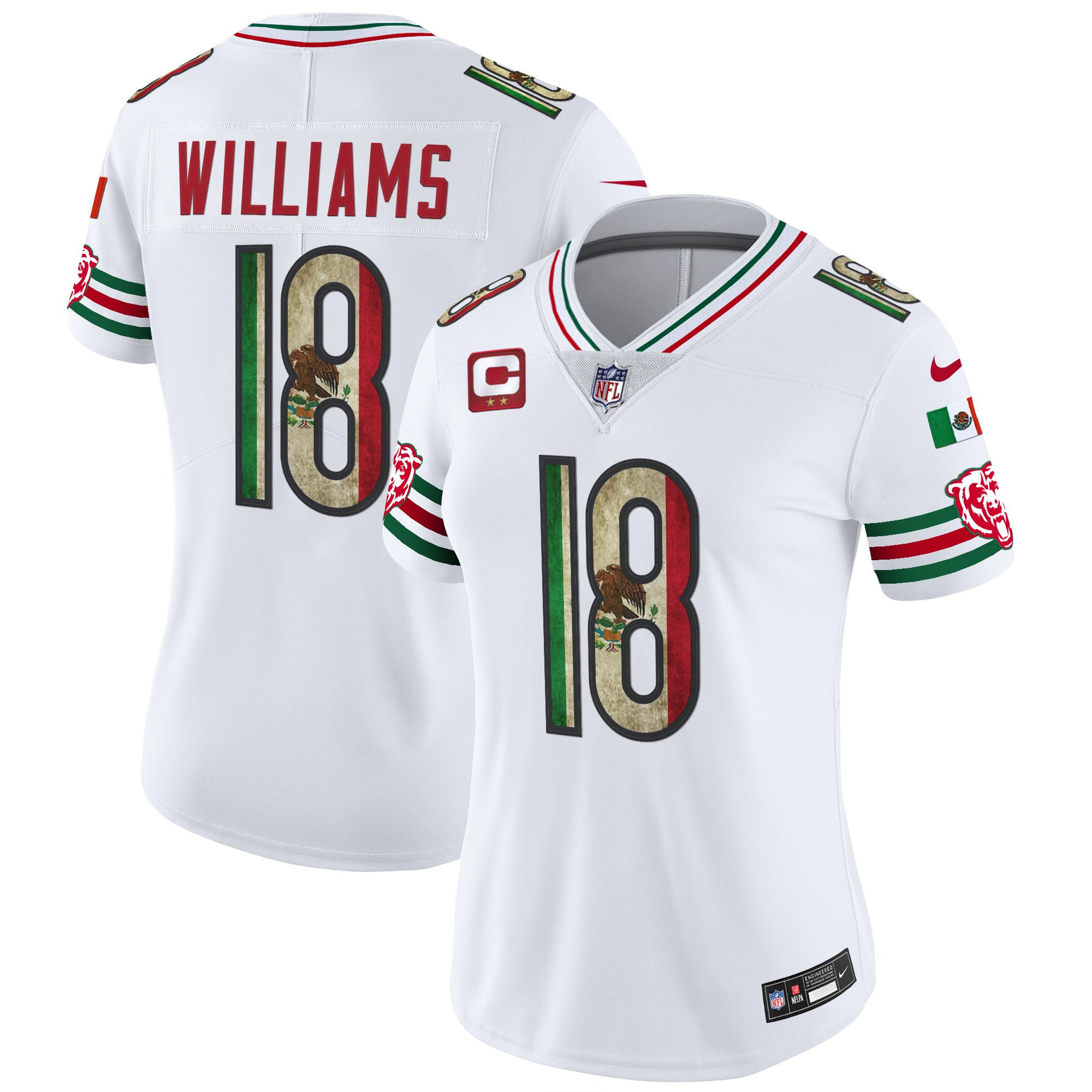 Caleb Williams Women's Chicago Bears Mexico Vapor Limited White Jersey - All Stitched