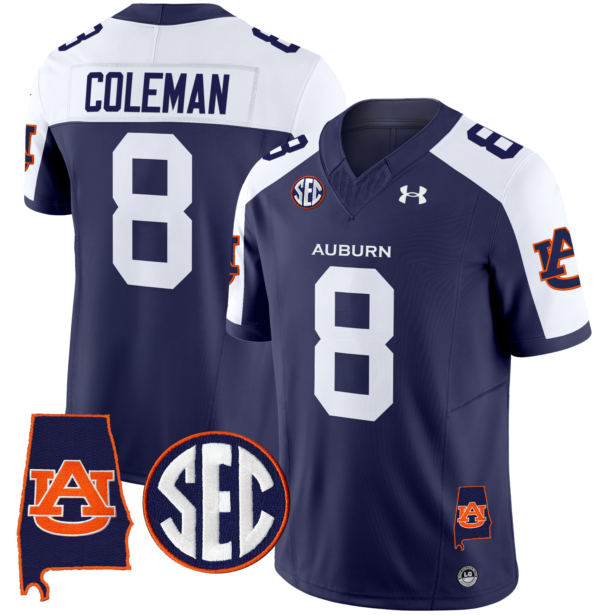 Cam Coleman Men's Auburn Tigers 2025 Alabama Patch Vapor Limited Navy Alternate Jersey - All Stitched