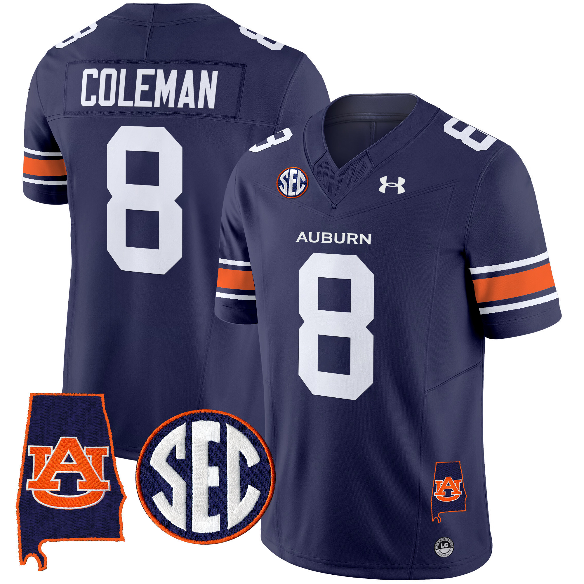 Cam Coleman Men's Auburn Tigers 2025 Alabama Patch Vapor Limited Navy Jersey - All Stitched