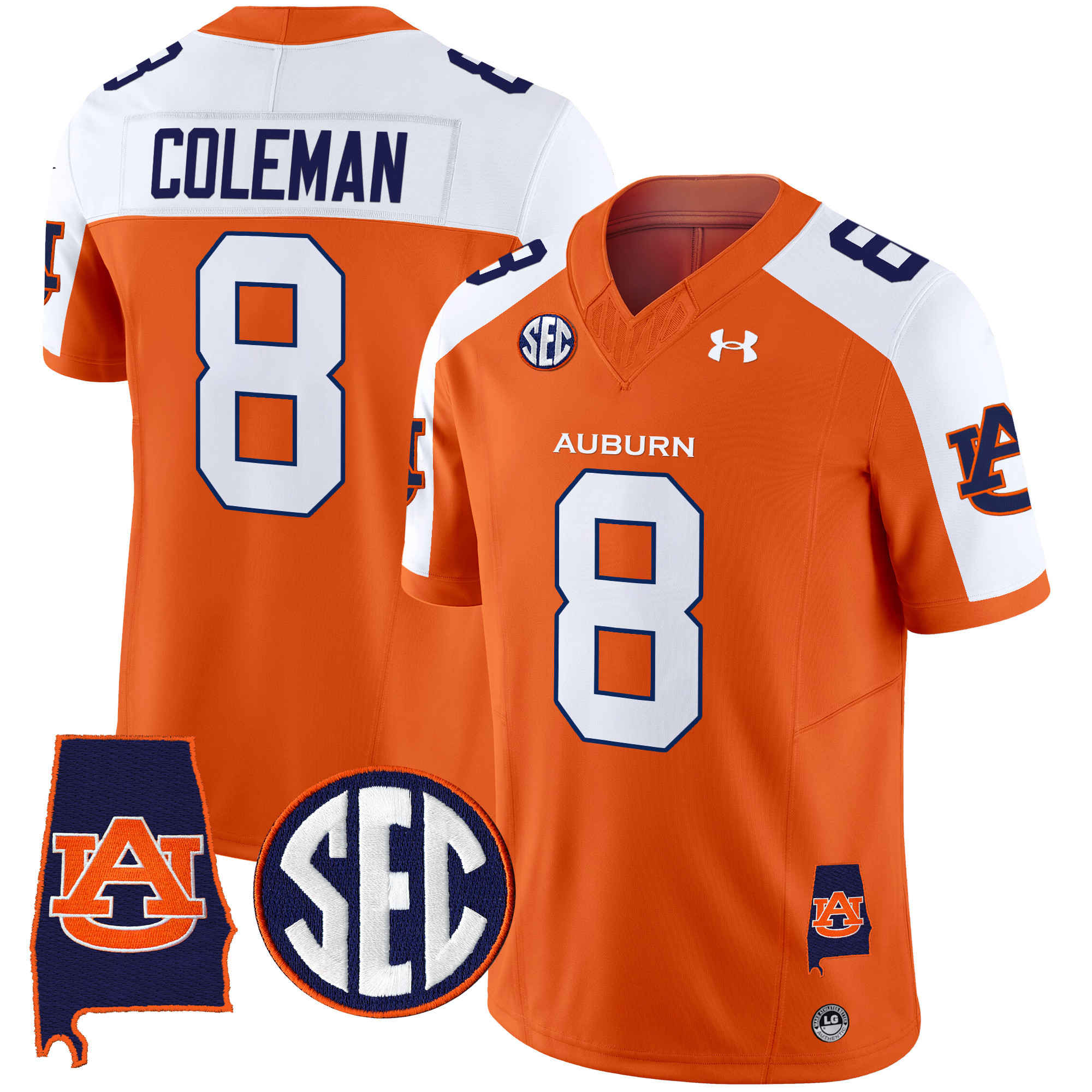 Cam Coleman Men's Auburn Tigers 2025 Alabama Patch Vapor Limited Orange Alternate Jersey - All Stitched
