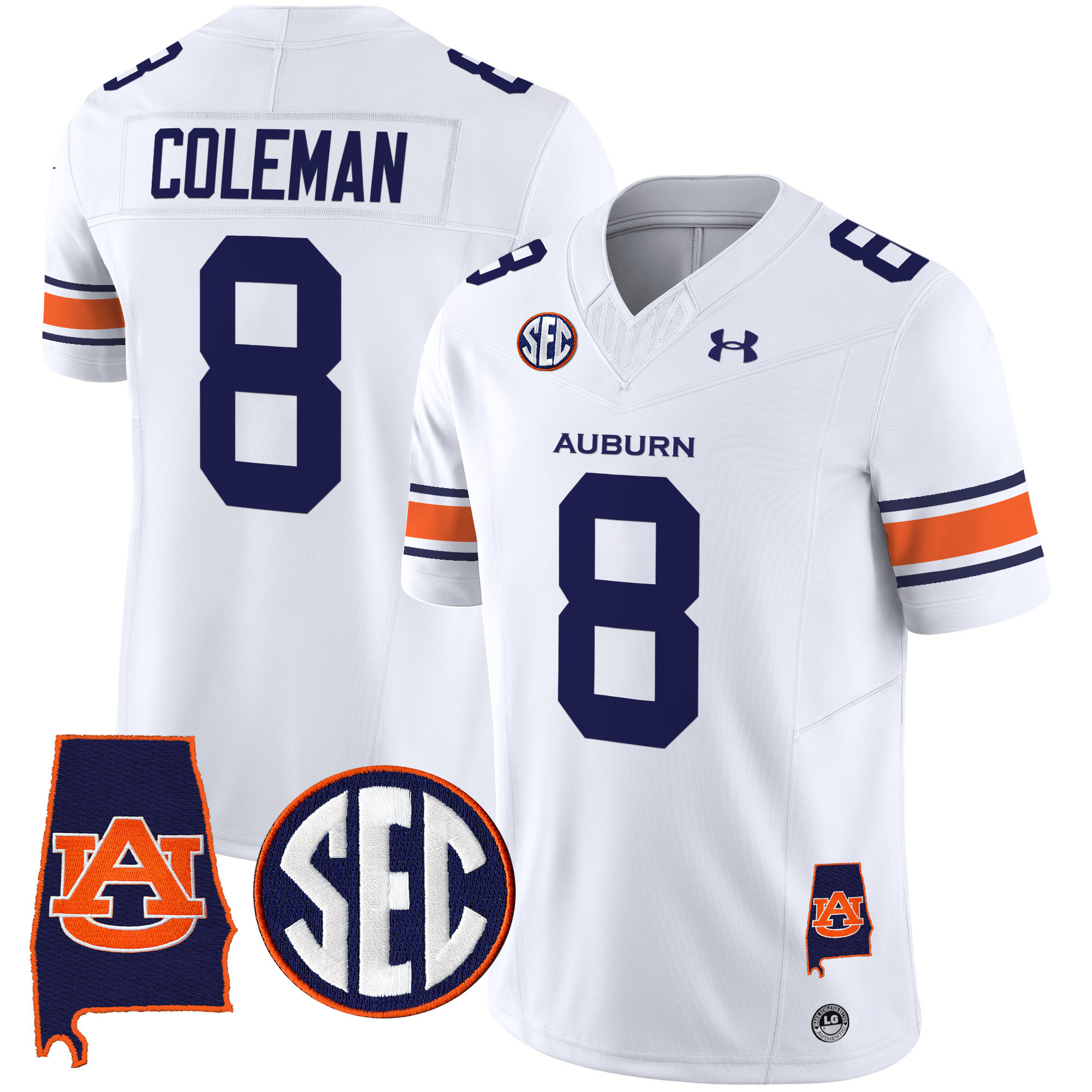 Cam Coleman Men's Auburn Tigers 2025 Alabama Patch Vapor Limited White Jersey - All Stitched