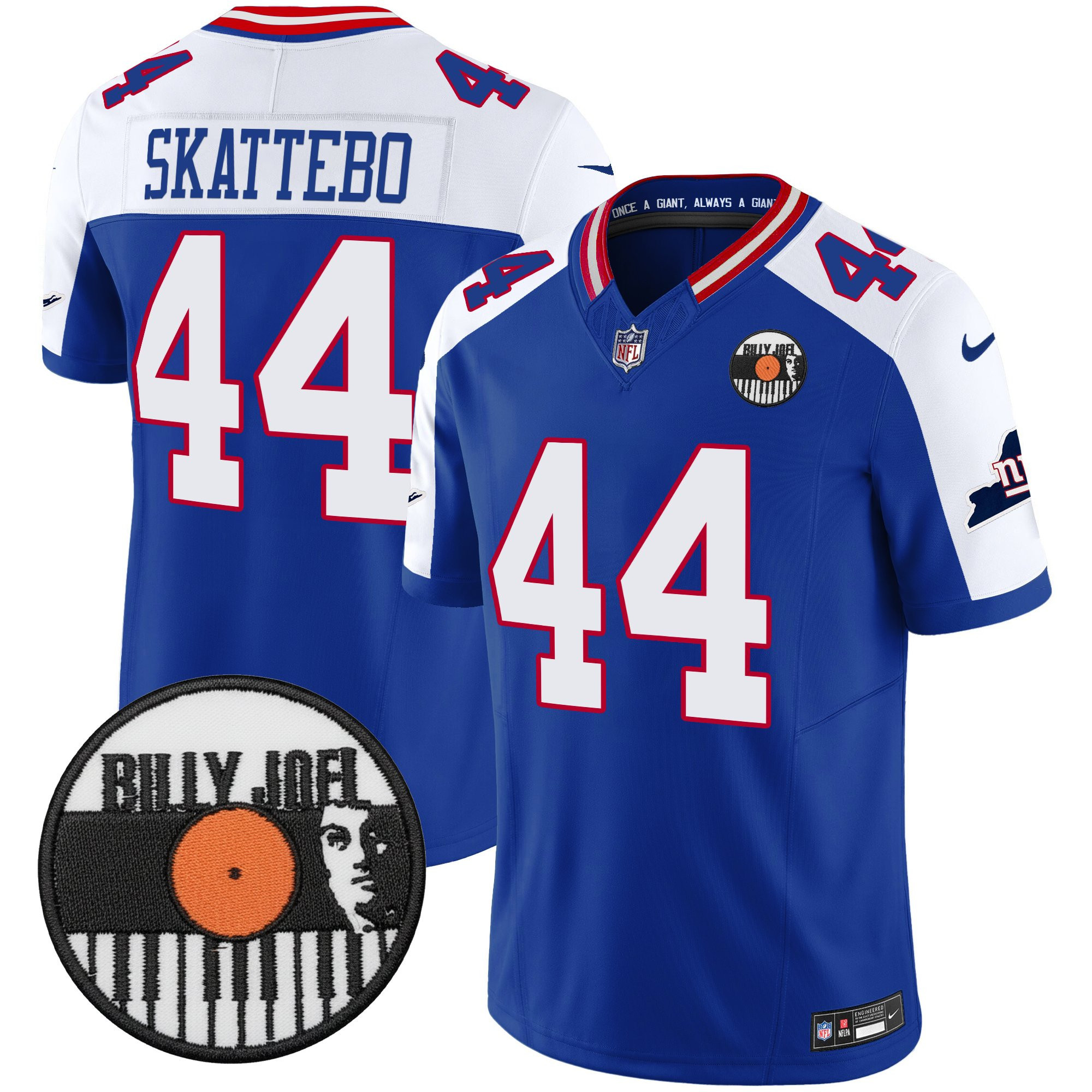 Cam Skattebo Men's Billy Joel ÃƒÆ’Ã¢â‚¬â€ New York Giants Vapor Limited Royal Alternate Jersey - All stitched