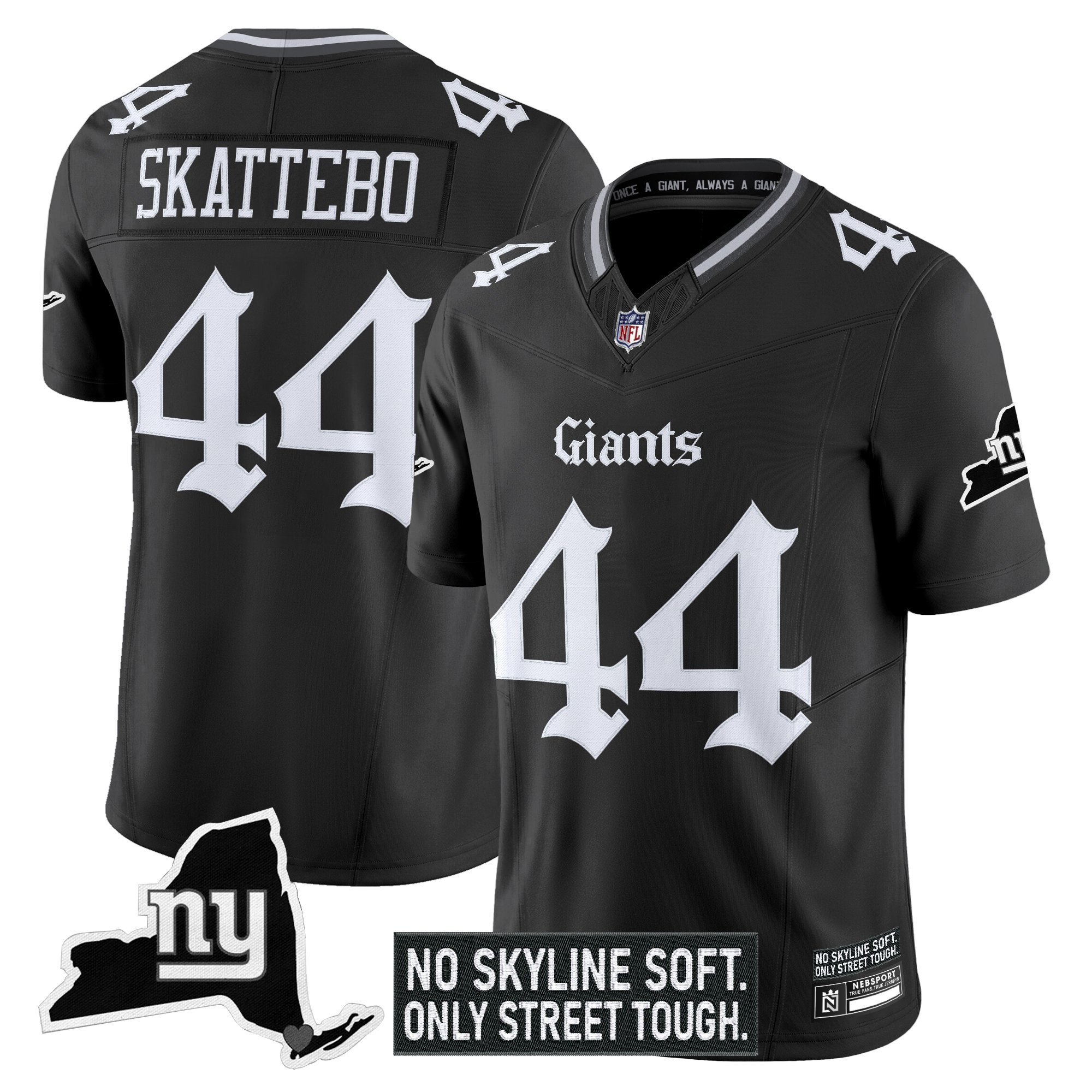 Cam Skattebo Men's New York Giants Gothic Gotham Edition Vapor Limited Black Jersey - All Stitched