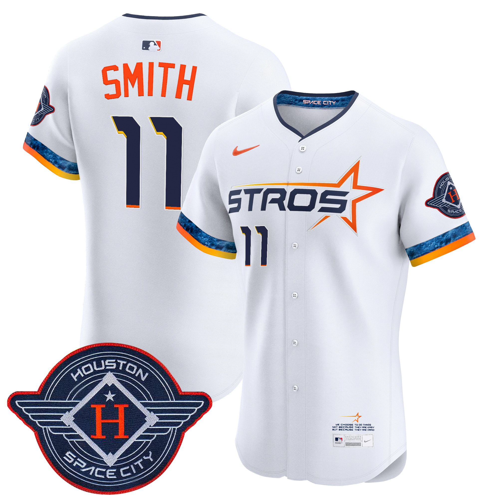 Cam Smith Men's Houston Astros 2025 City Connect Vapor Premier Elite White Jersey - All Stitched