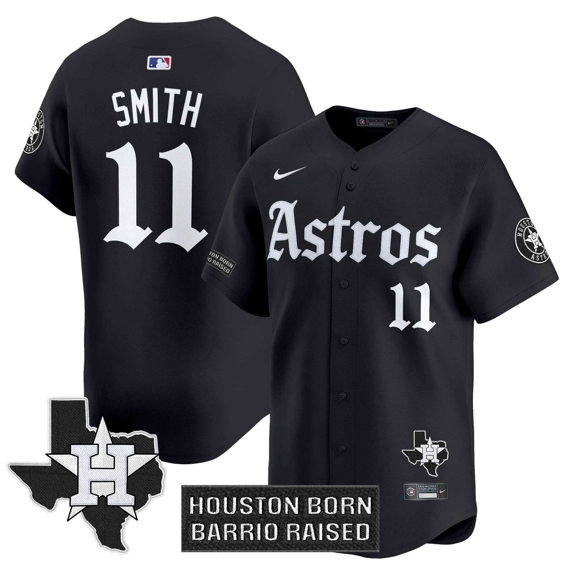 Cam Smith Men's Houston Astros 'Gothic Edition Vapor Premier Limited Black Jersey - All Stitched