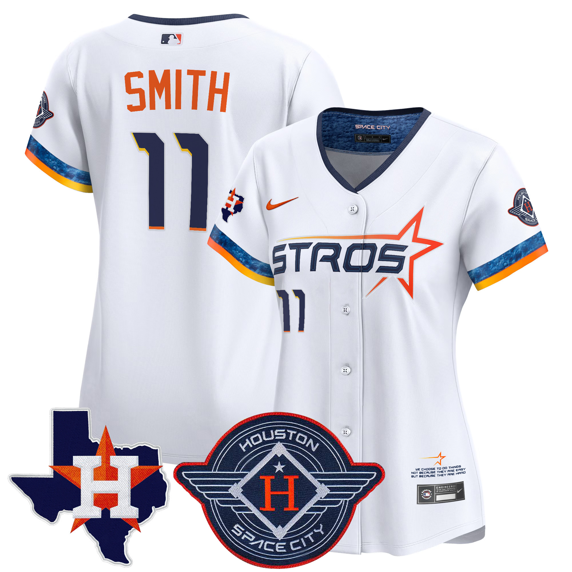 Cam Smith Women's Houston Astros 2025 City Connect Texas Patch Vapor Premier Limited White Jersey - All Stitched