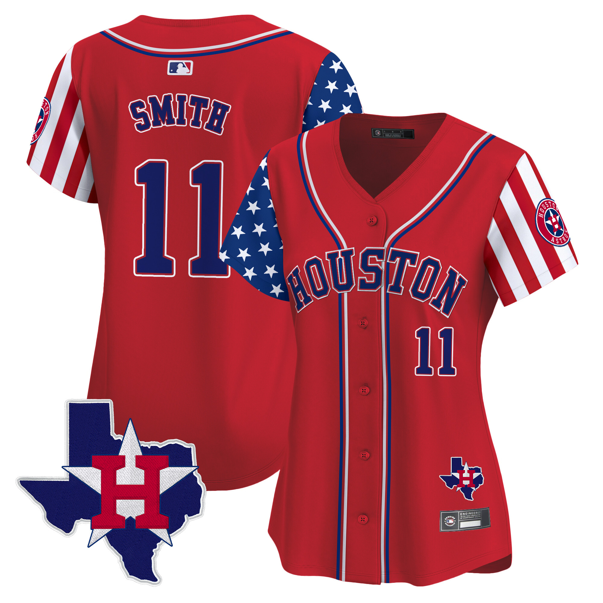 Cam Smith Women's Houston Astros 2025 Independence Day Vapor Premier Limited Red Jersey V2 - All Stitched