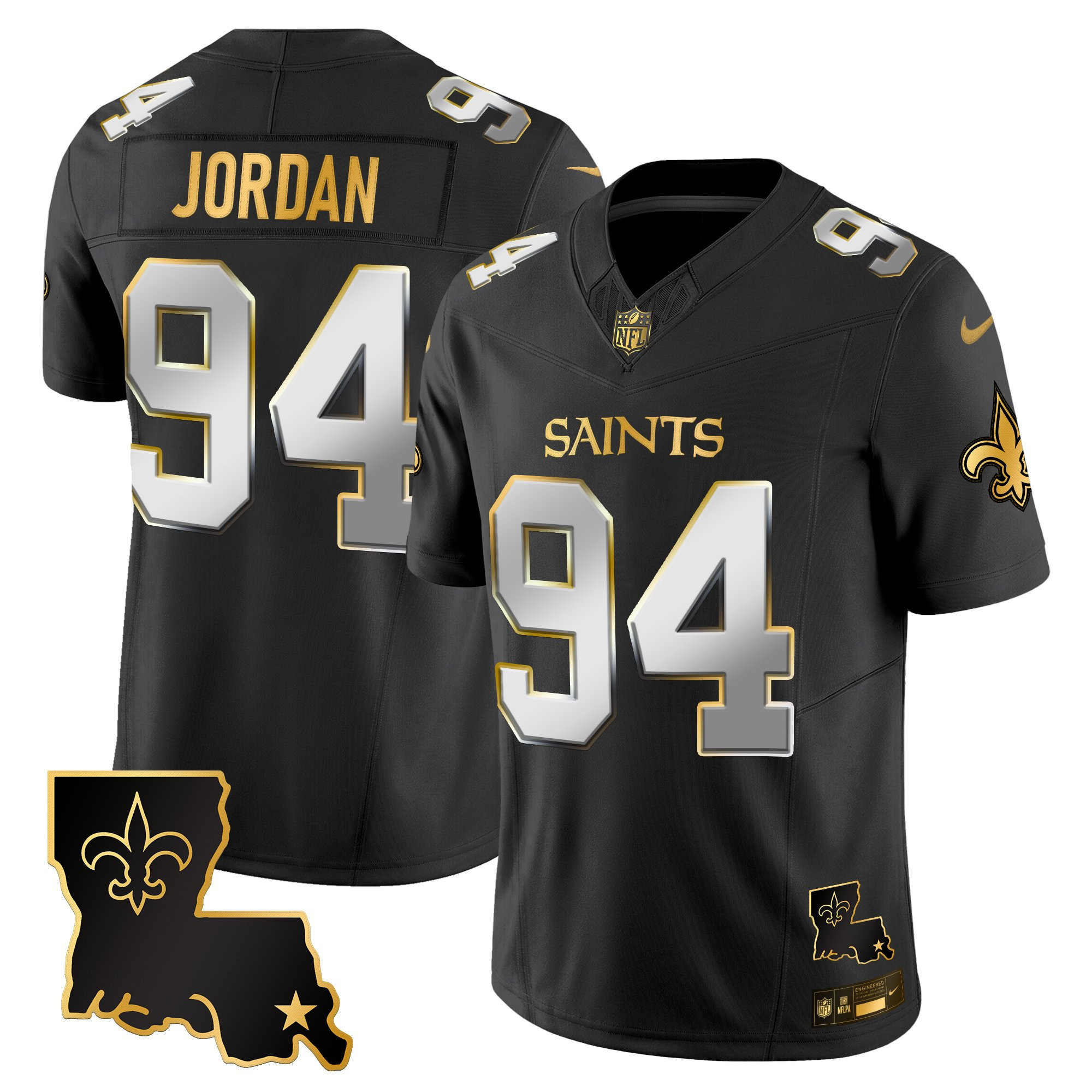Cameron Jordan Men's New Orleans Saints 2025 Gold Vapor Limited Black Limited Jersey - All Stitched
