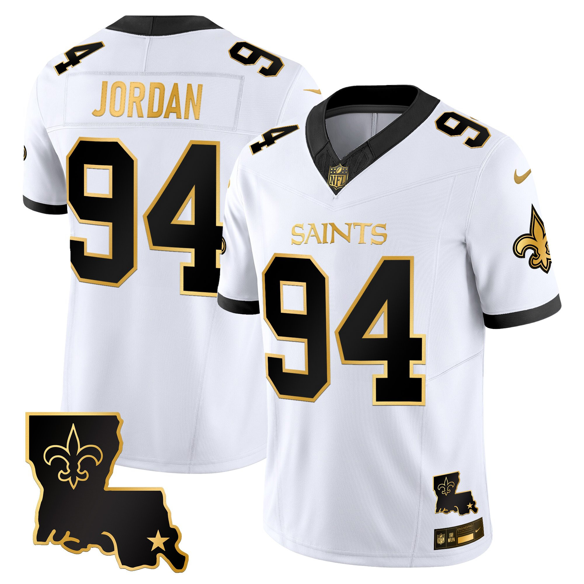 Cameron Jordan Men's New Orleans Saints 2025 Gold Vapor Limited White Gold Jersey - All Stitched