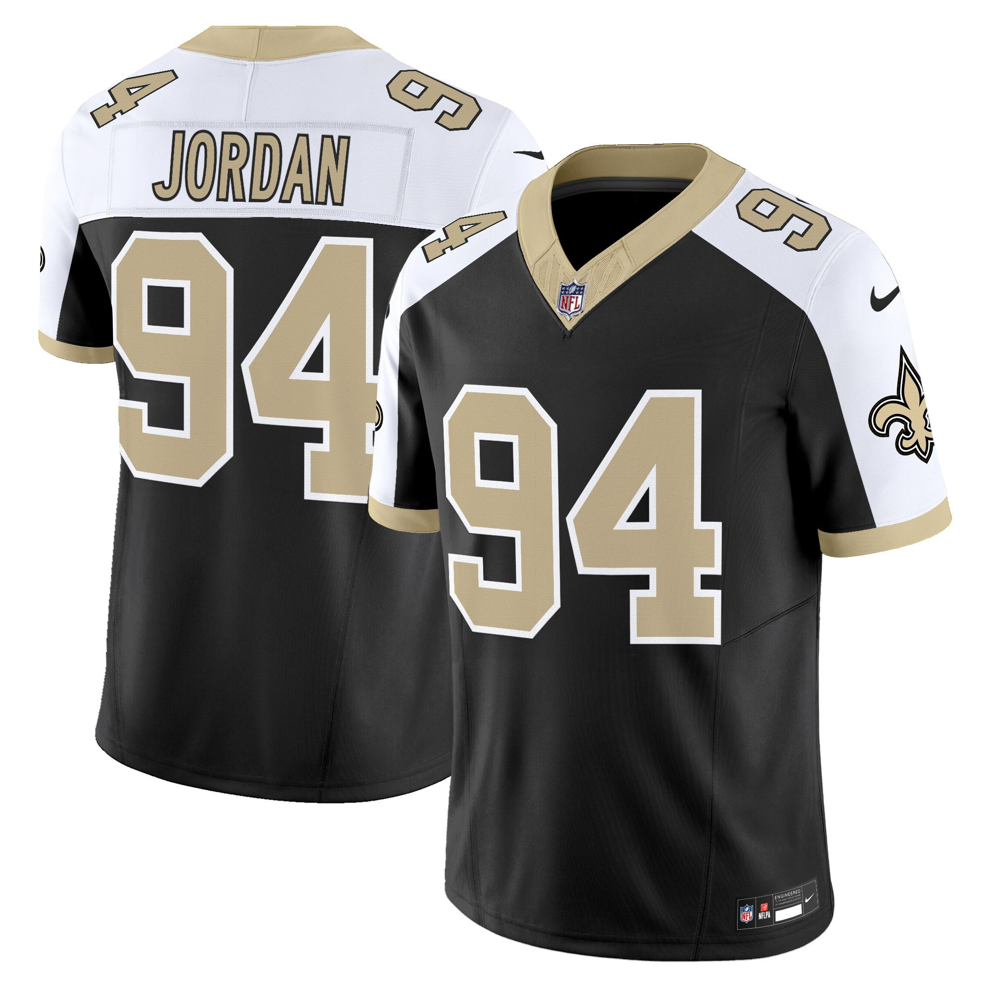 Cameron Jordan Men's New Orleans Saints Gameday Golds Edition Vapor Black Alternate Jersey - All Stitched