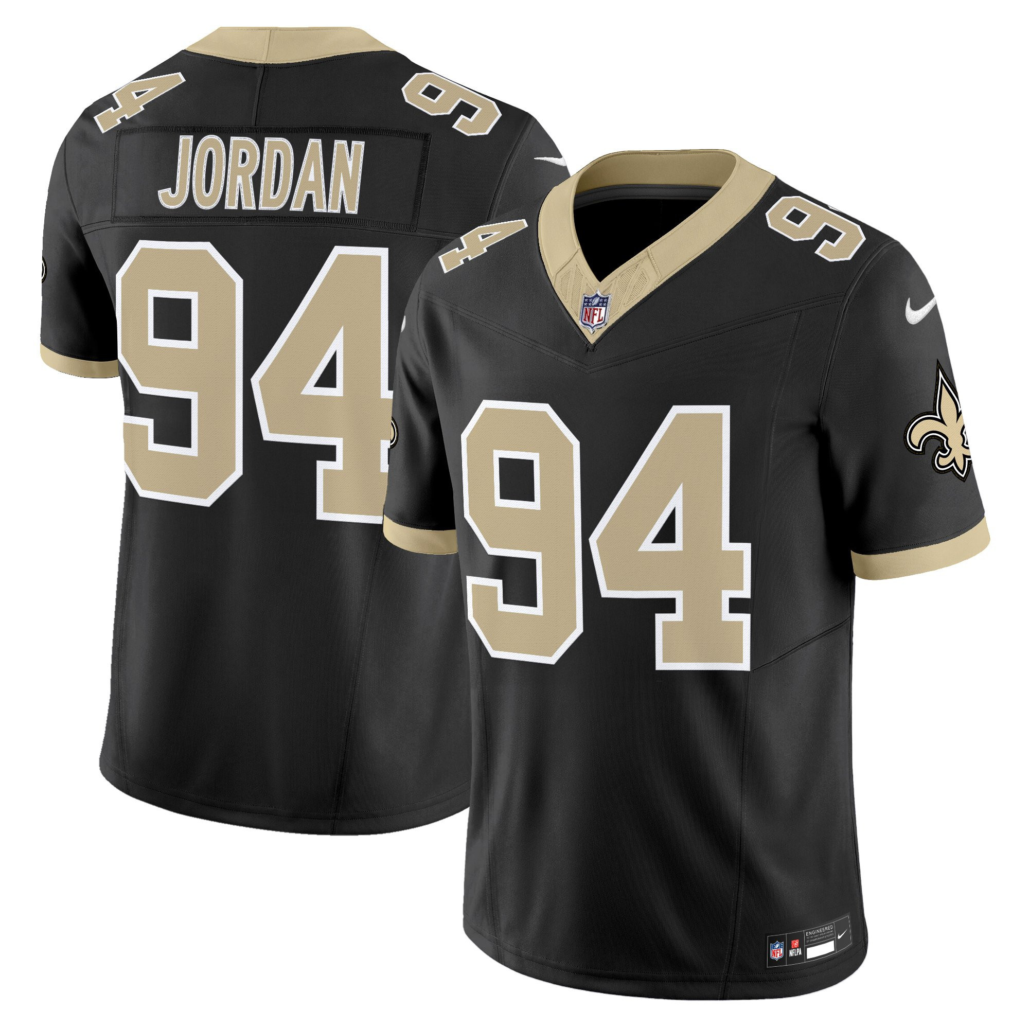 Cameron Jordan Men's New Orleans Saints Gameday Golds Edition Vapor Black Jersey - All Stitched