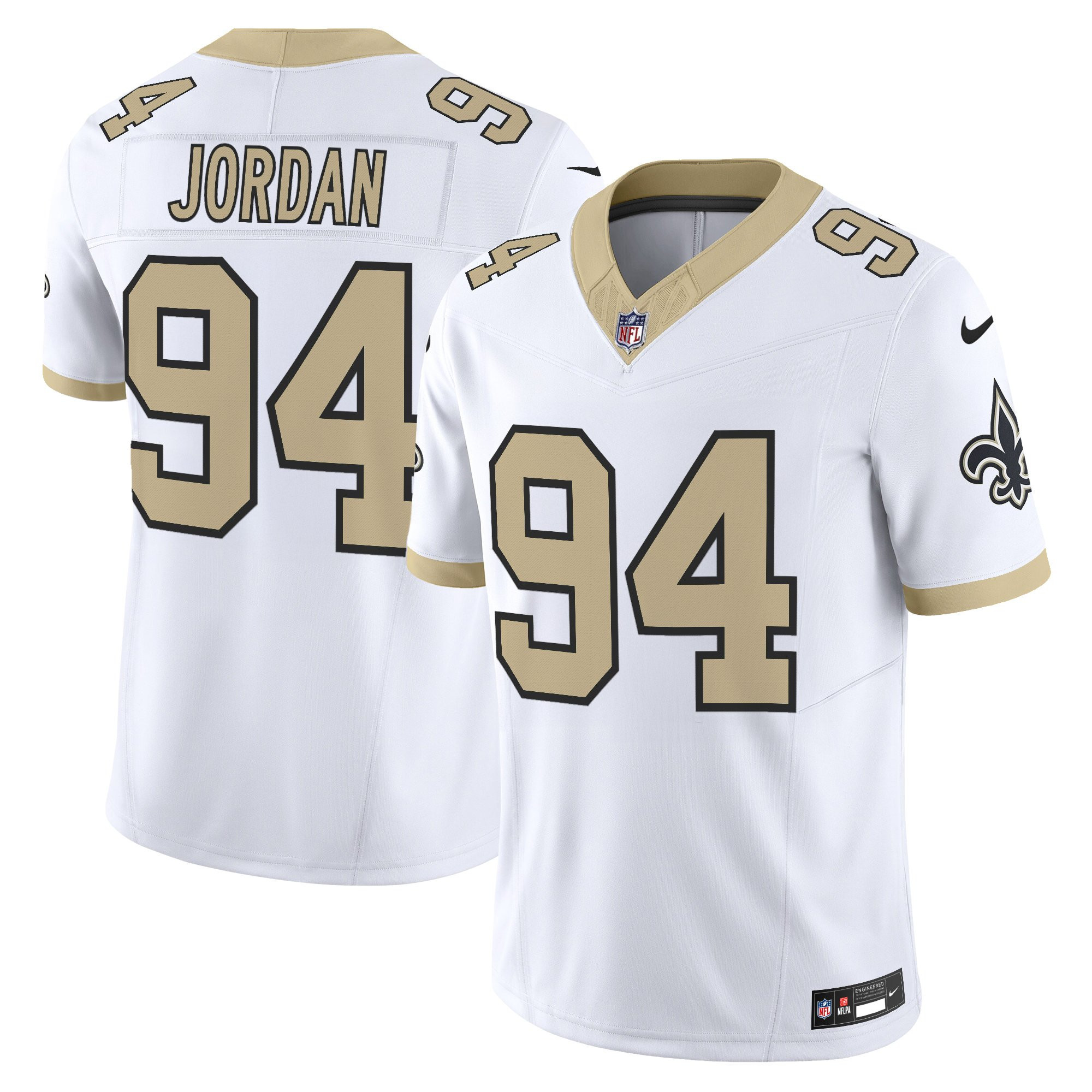Cameron Jordan Men's New Orleans Saints Gameday Golds Edition Vapor White Jersey - All Stitched