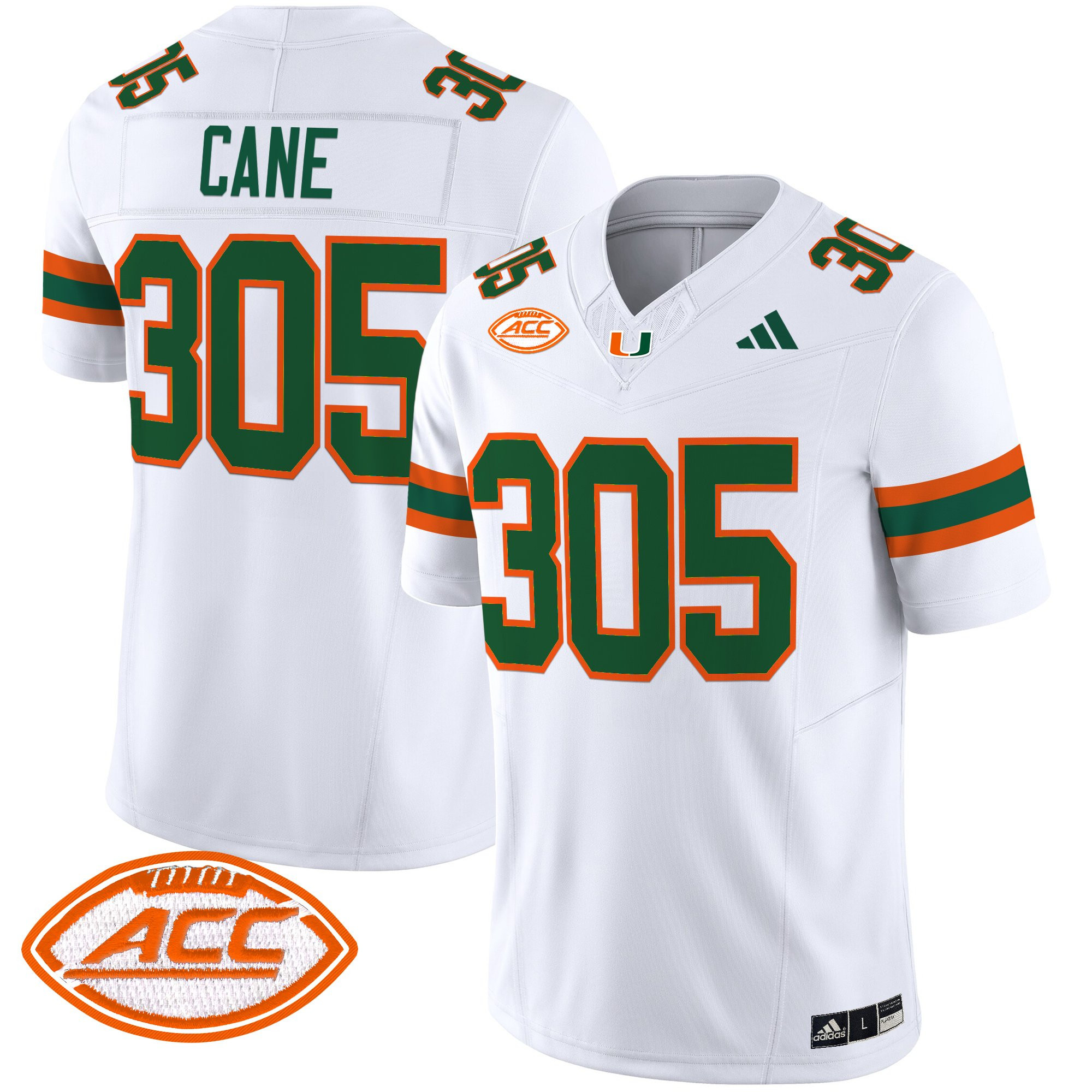 Cane 305 Men's Miami Hurricanes 2025 Vapor Limited White Jersey - All Stitched