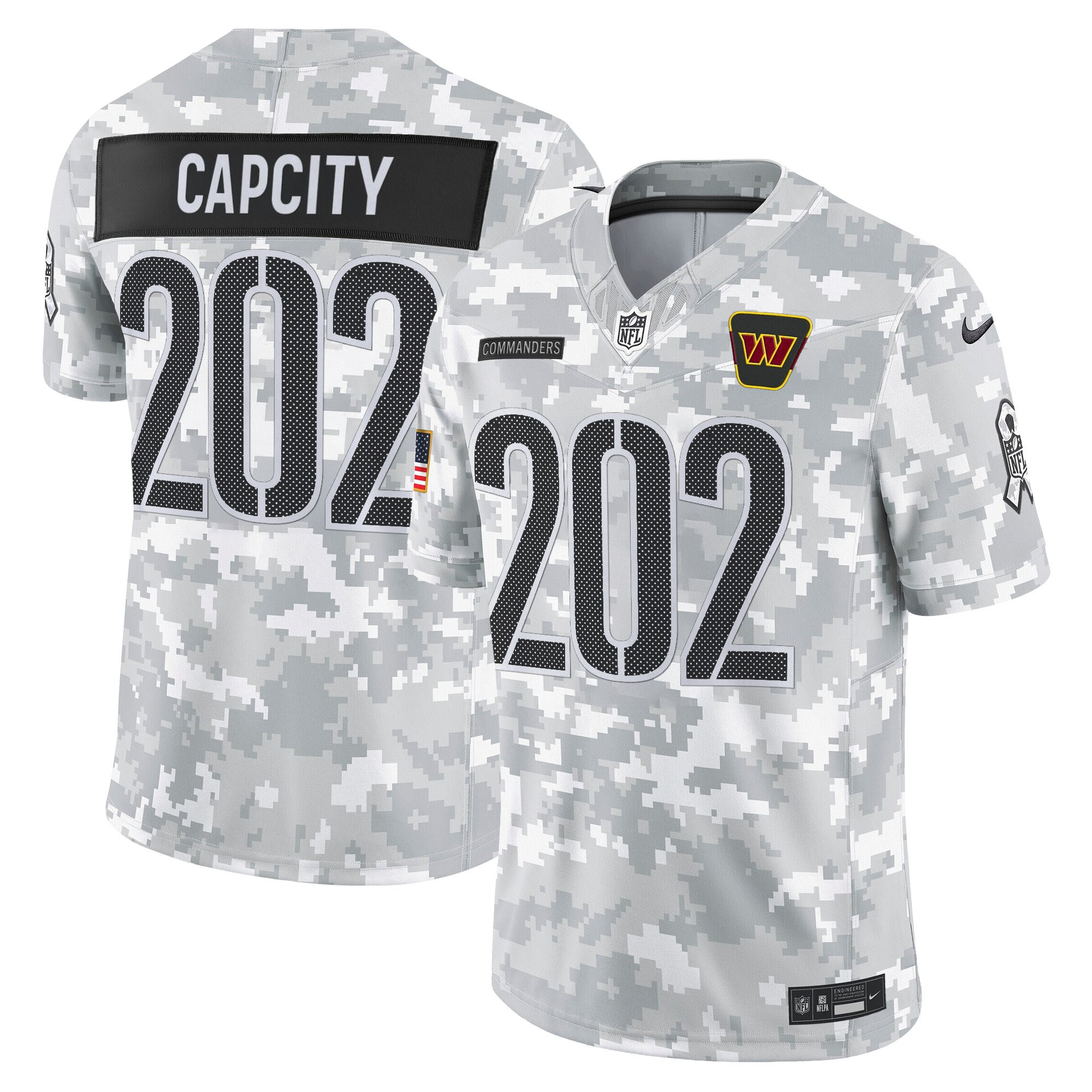 CapCity 202 Men's Washington Commanders 2025 Salute to Service Vapor Limited Arctic Camo Jersey - All Stitched