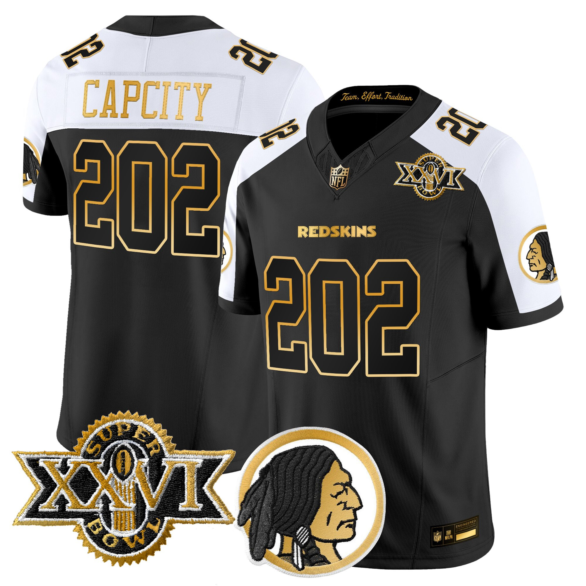 CapCity 202 Men's Washington Commanders Throwback 1992 Super Bowl XXVI Patch Gold Vapor Limited Alternate Jersey - All Stitched