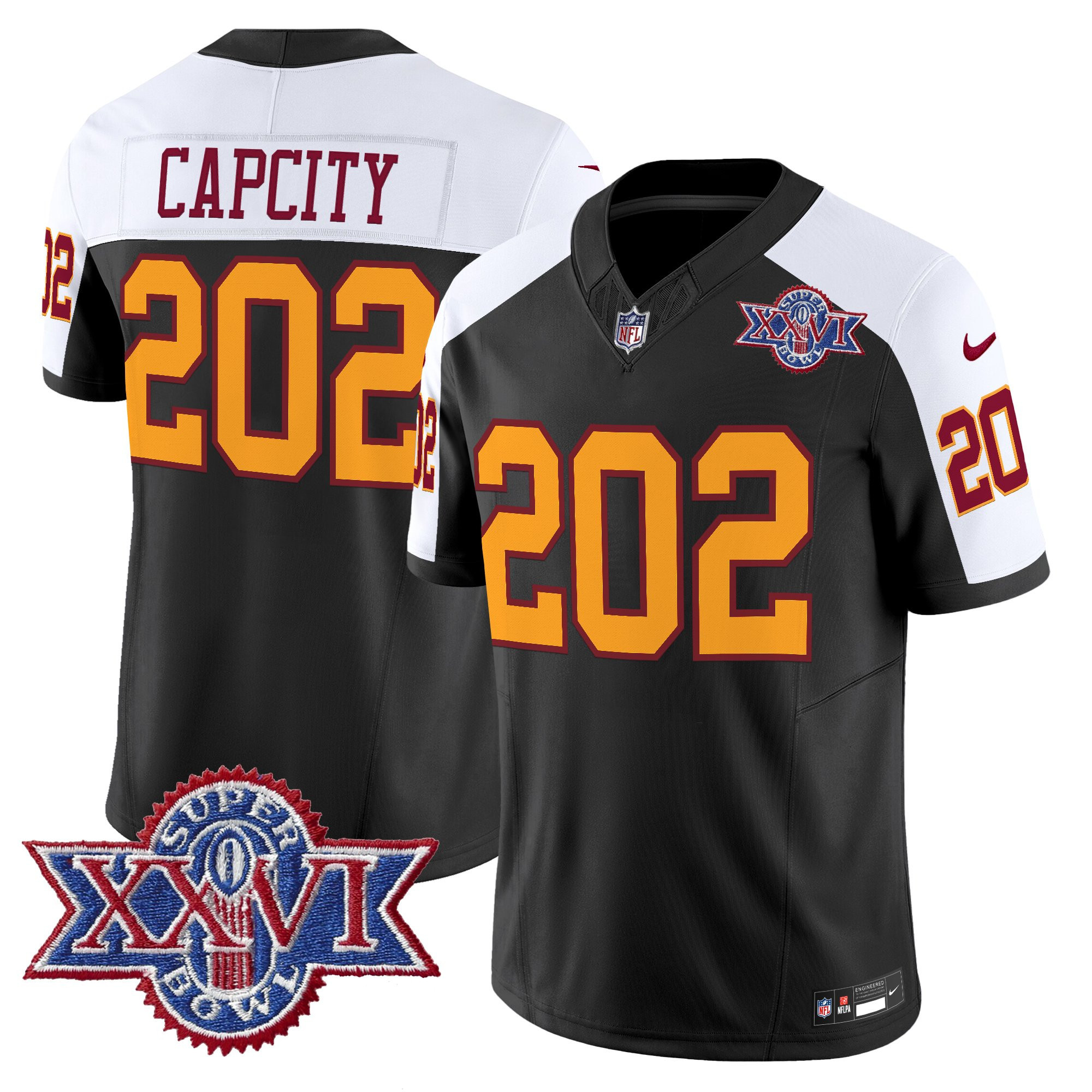 CapCity 202 Men's Washington Commanders Throwback 1992 Super Bowl XXVI Patch Vapor Limited Black Alternate Jersey - All Stitched