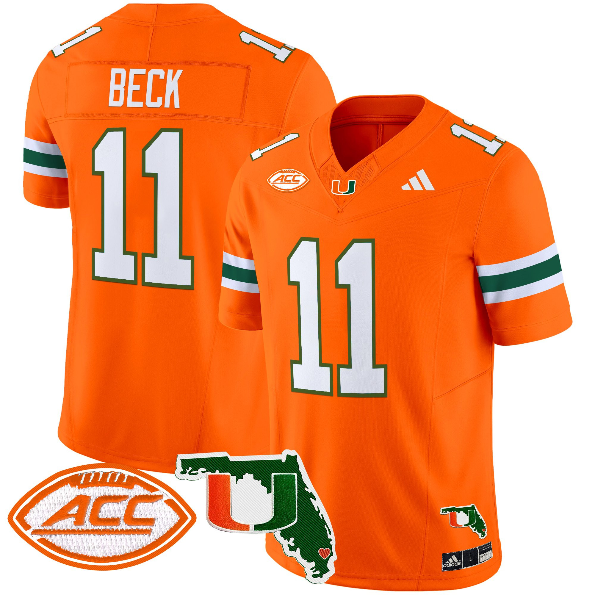 Carson Beck Men's Miami Hurricanes 2025 Florida Patch Vapor Limited Orange Jersey - All Stitched