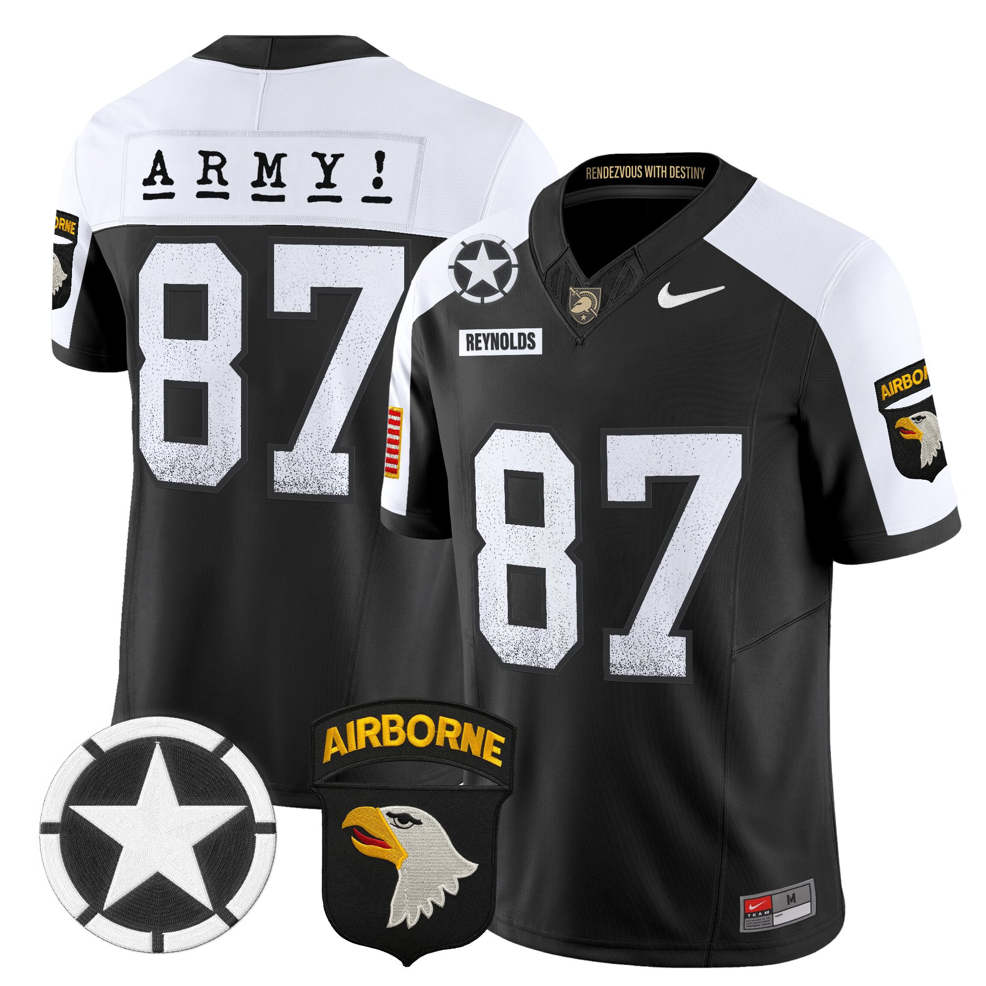 Casey Reynolds Men's Army Black Knights 2025 Screaming Eagles Vapor Limited Black Alternate Jersey - All Stitched