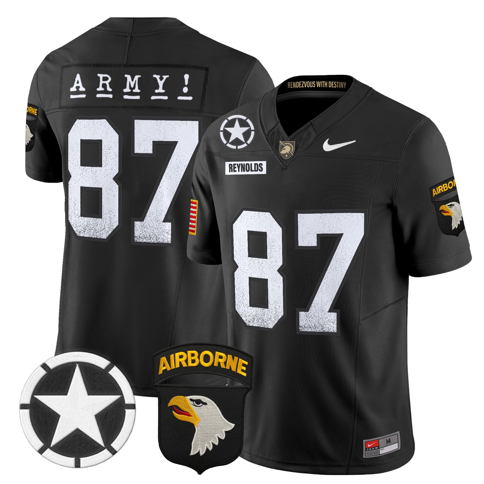 Casey Reynolds Men's Army Black Knights 2025 Screaming Eagles Vapor Limited Black Jersey - All Stitched