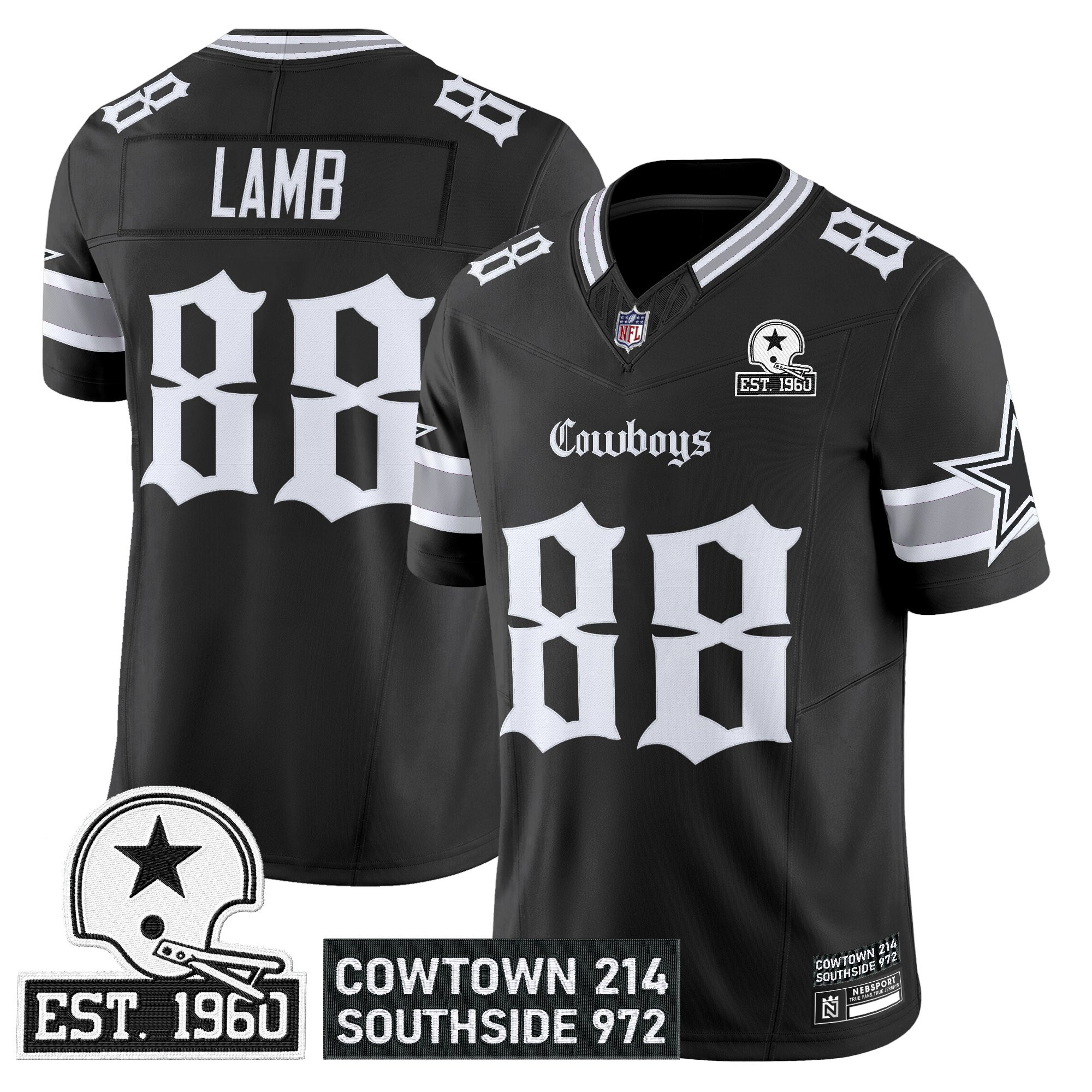 CeeDee Lamb Men's Dallas Cowboys Gothic Lone Star Edition Vapor Limited Black Jersey - All Stitched