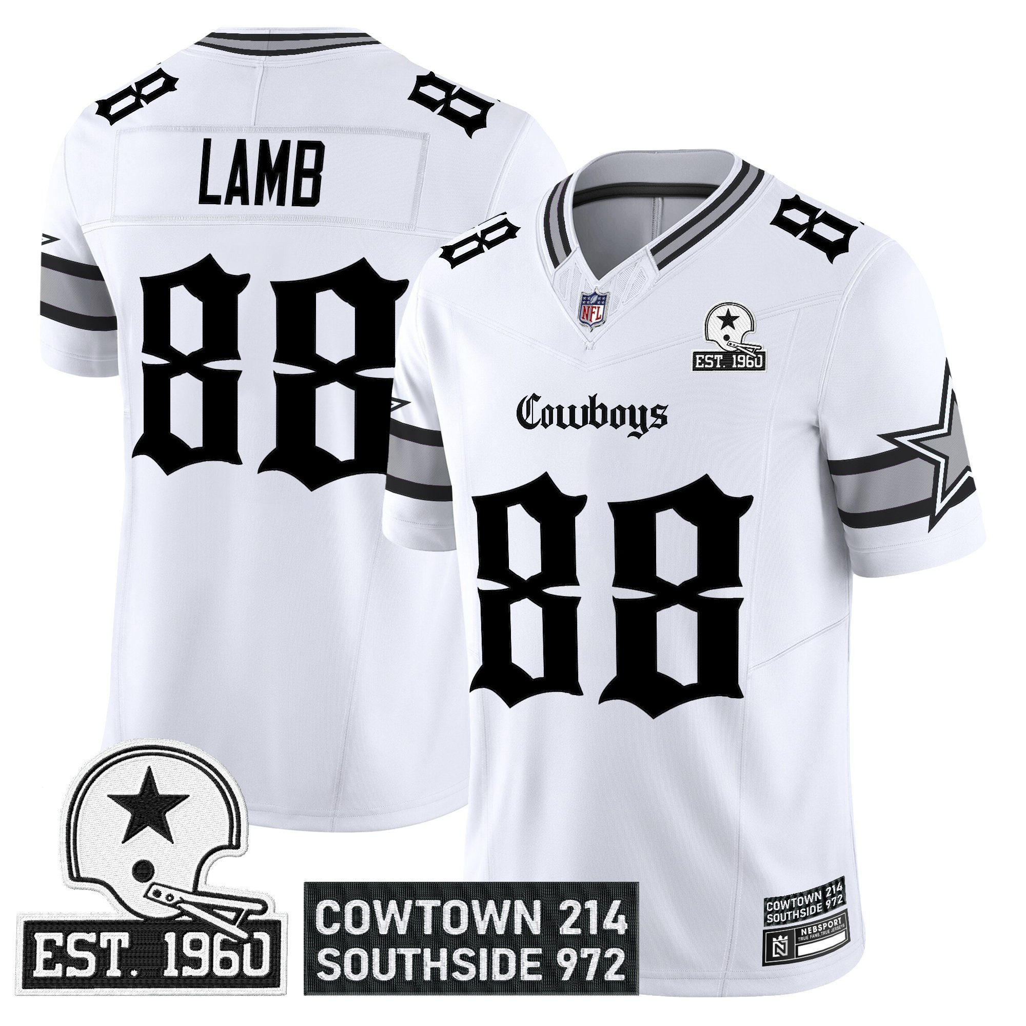 CeeDee Lamb Men's Dallas Cowboys Gothic Lone Star Edition Vapor Limited White Jersey - All Stitched