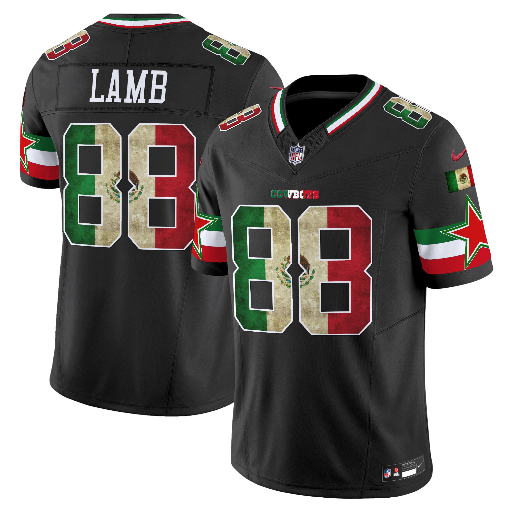 CeeDee Lamb Men's Dallas Cowboys Mexico Vapor Limited Black Jersey V3 - All Stitched