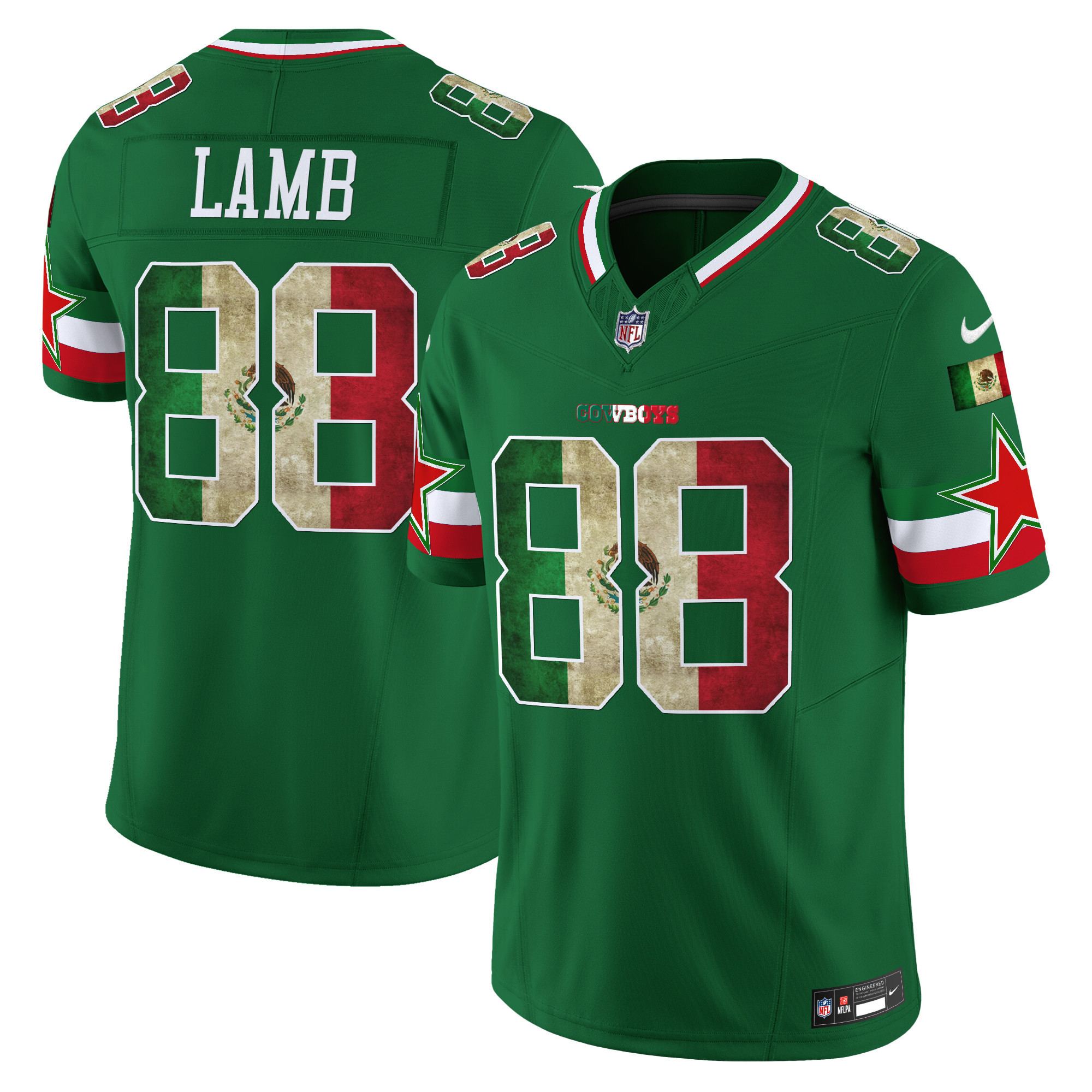 CeeDee Lamb Men's Dallas Cowboys Mexico Vapor Limited Green Jersey V3 - All Stitched
