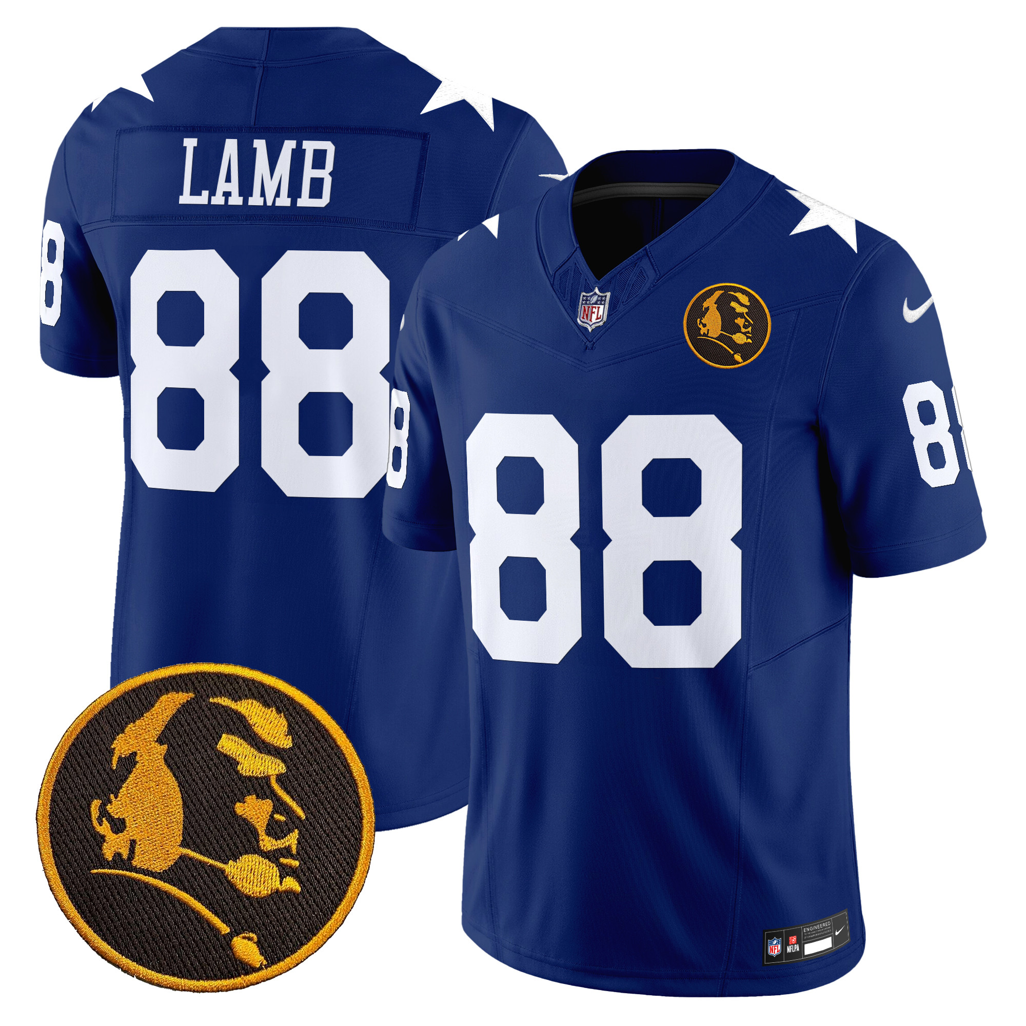 CeeDee Lamb Men's Dallas Cowboys Texas & John Madden Patch Vapor Limited Royal Jersey V2 - All Stitched