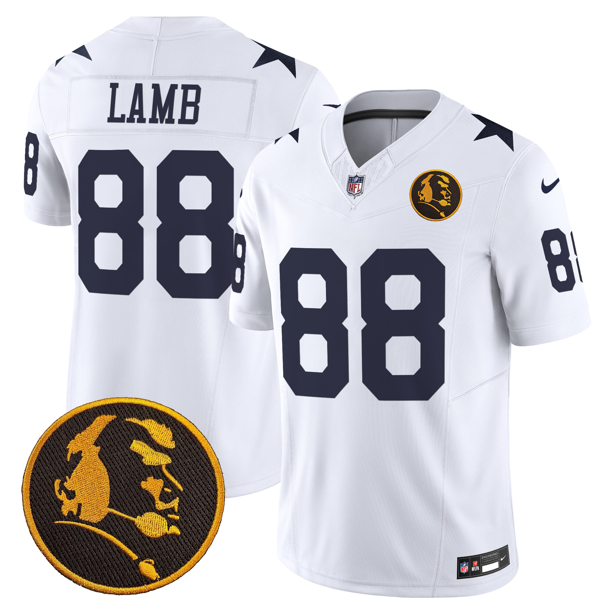CeeDee Lamb Men's Dallas Cowboys Texas & John Madden Patch Vapor Limited White Jersey V2 - All Stitched