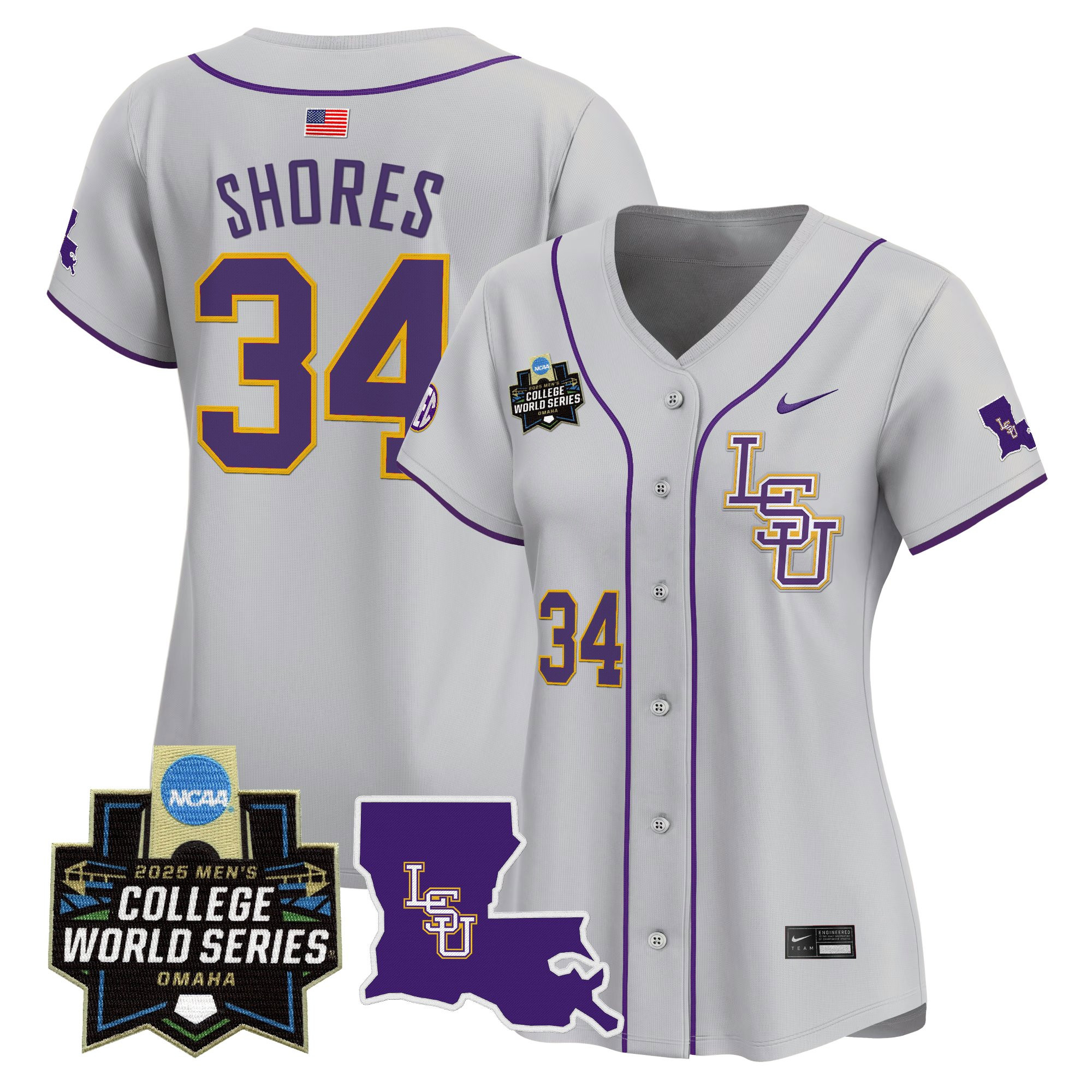 Chase Shores Women's LSU Tigers 2025 World Series Vapor Premier Limited Gray Jersey - All Stitched