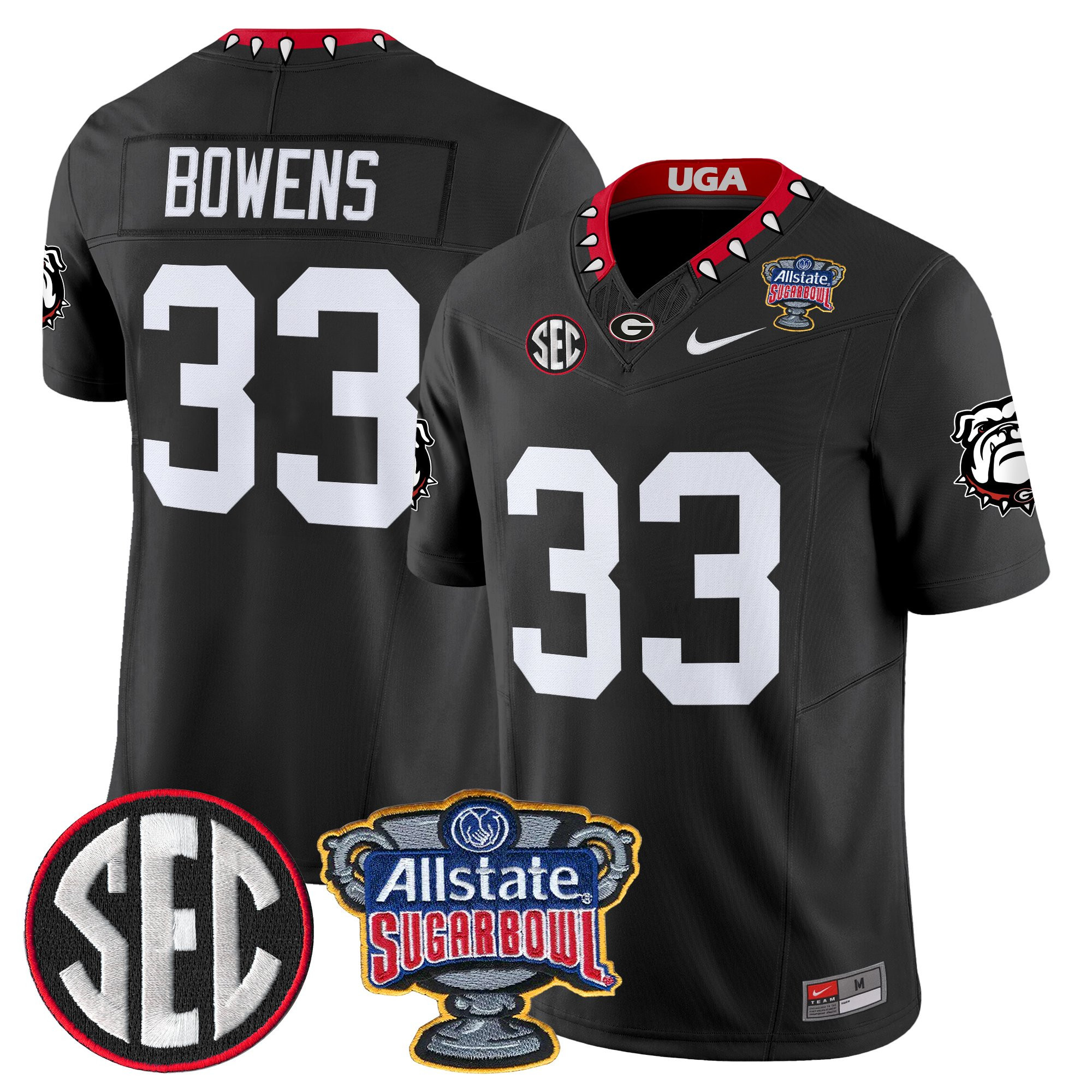 Chauncey Bowens Men's Georgia Bulldogs Sugar Bowl Patch Vapor Limited Black Jersey - All Stitched
