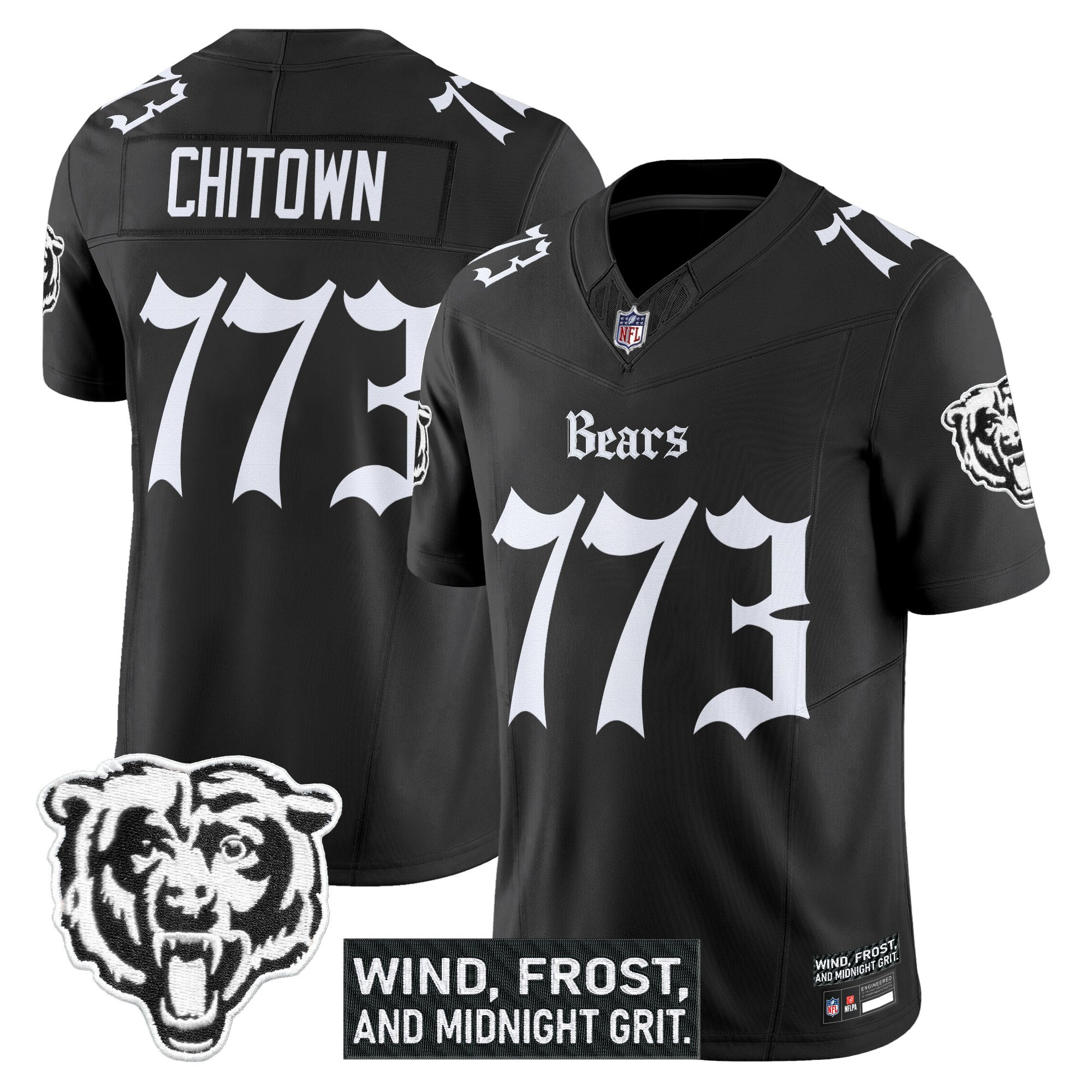 ChiTown 773 Men's Chicago Bears Gothic Midway Legacy Vapor Limited Black Jersey - All Stitched