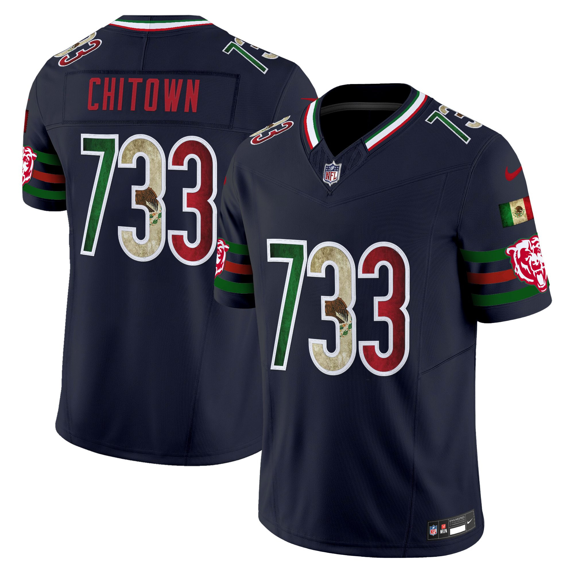 ChiTown 773 Men's Chicago Bears Mexico Vapor Limited Navy Jersey - All Stitched