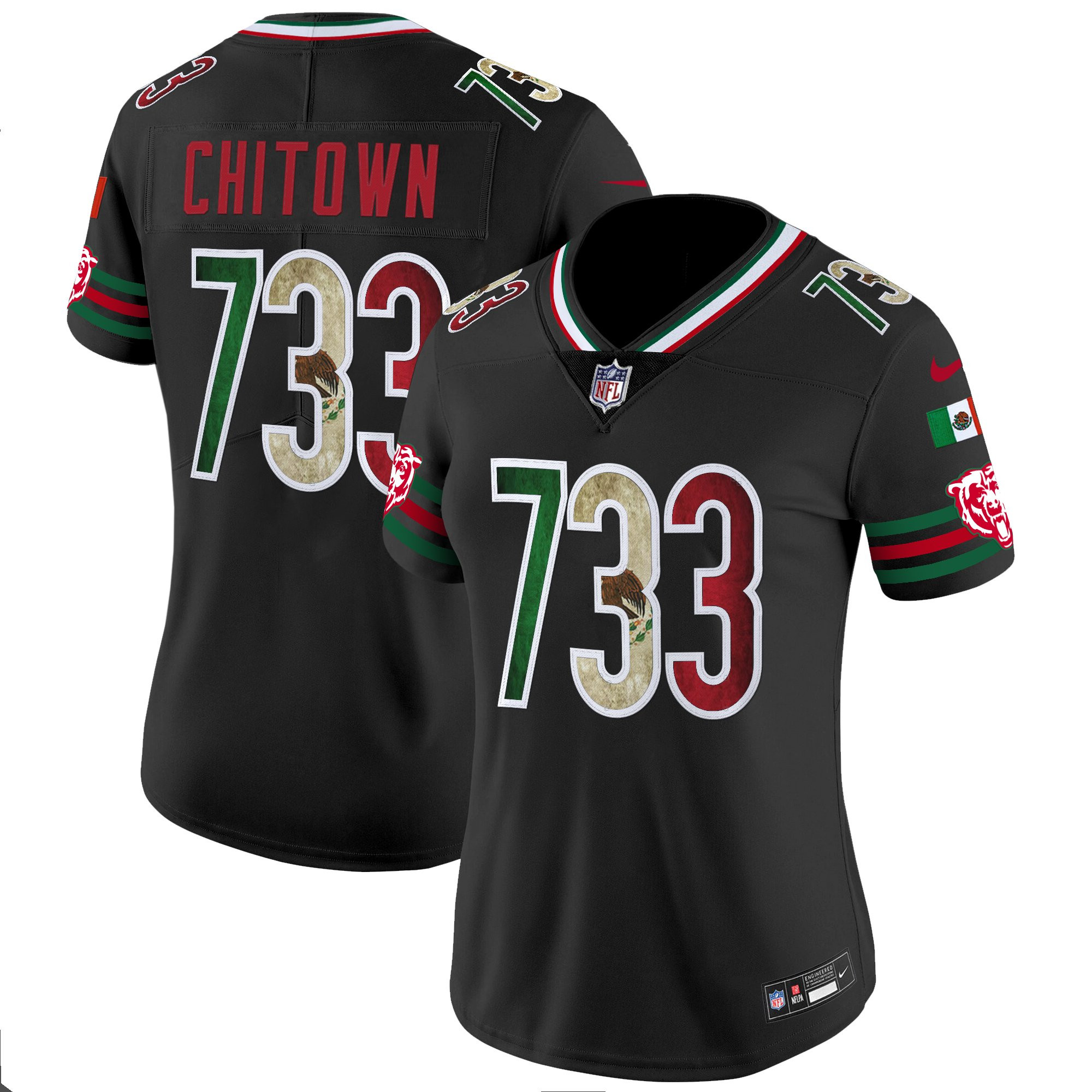 ChiTown 773 Women's Chicago Bears Mexico Vapor Limited Black Jersey - All Stitched