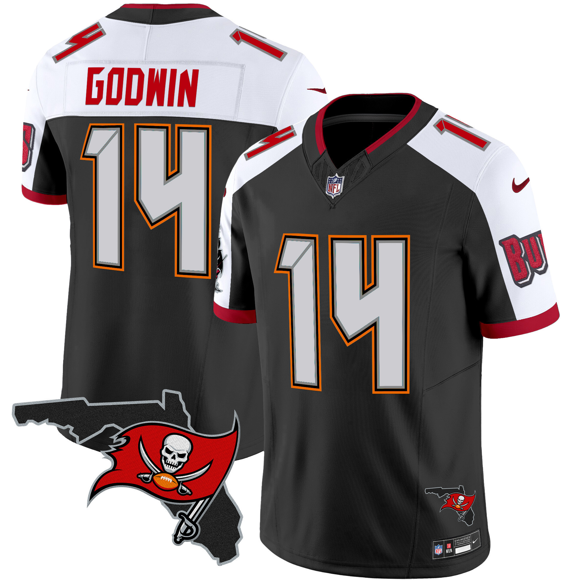 Chris Godwin Men's Tampa Bay Buccaneers Florida Patch Vapor Limited Black Alternate Jersey V2 - All Stitched