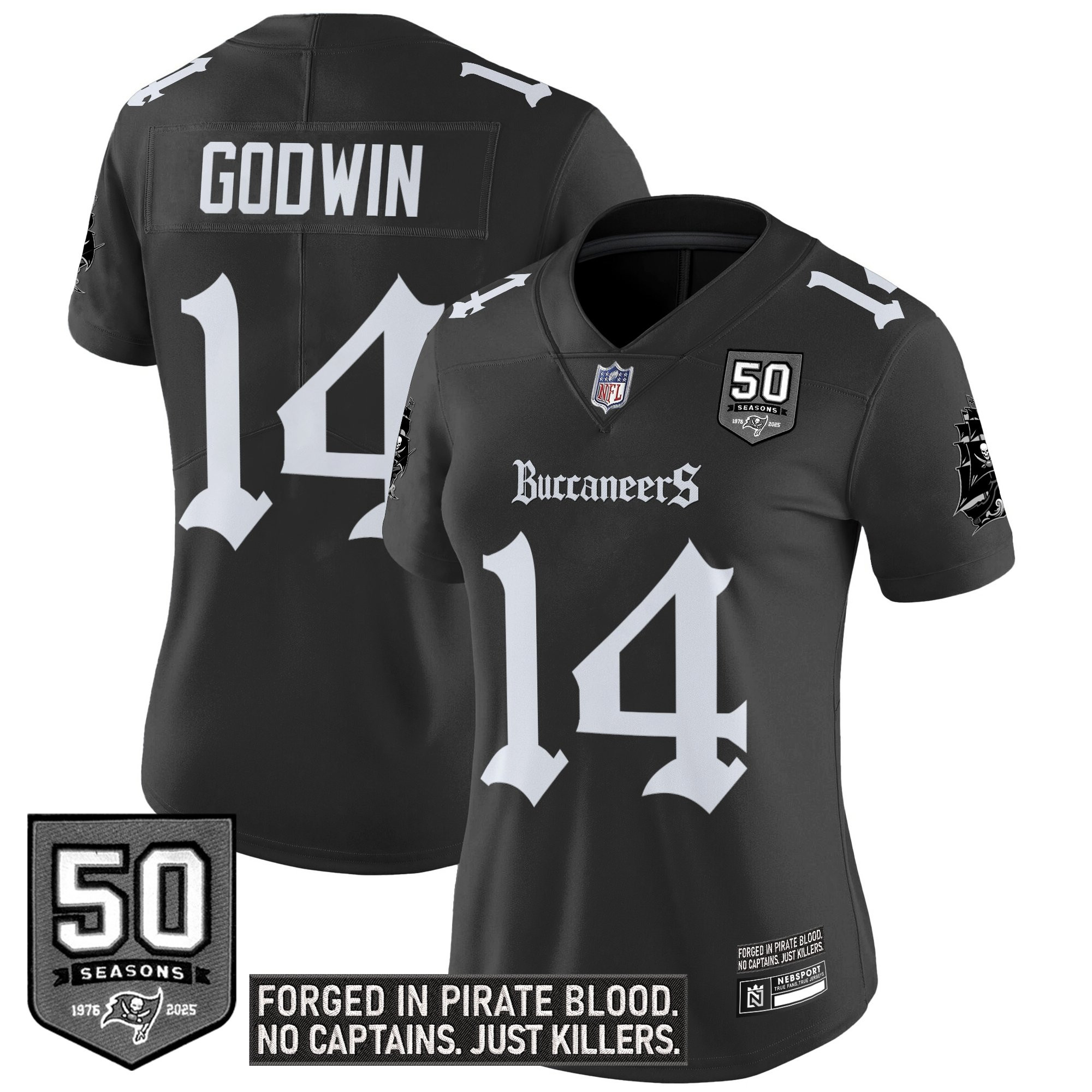 Chris Godwin Women's Tampa Bay Buccaneers Gothic Pirate Shadows Edition Vapor Limited Black Jersey - All Stitched