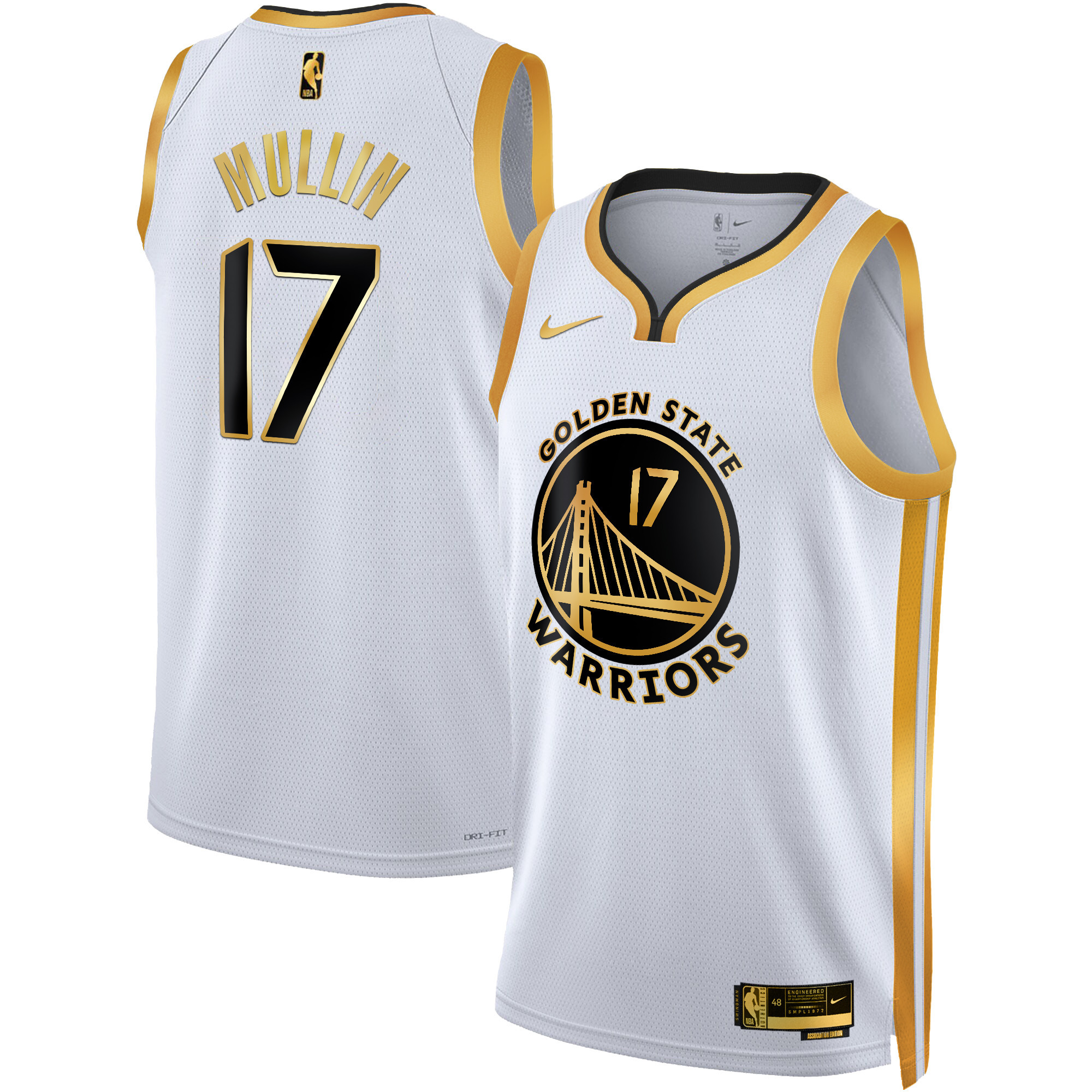 Chris Mullin Men's Golden State Warriors 2025 Swingman White Gold Jersey - All Stitched