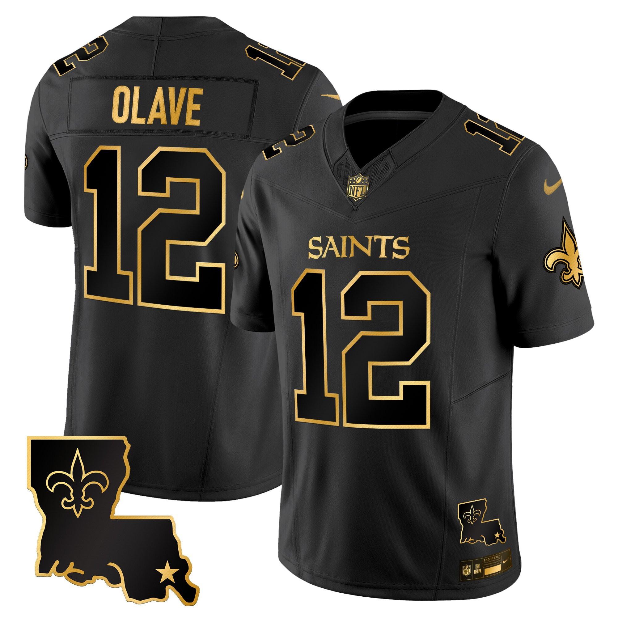 Chris Olave Men's New Orleans Saints 2025 Gold Vapor Limited Black Gold Jersey - All Stitched