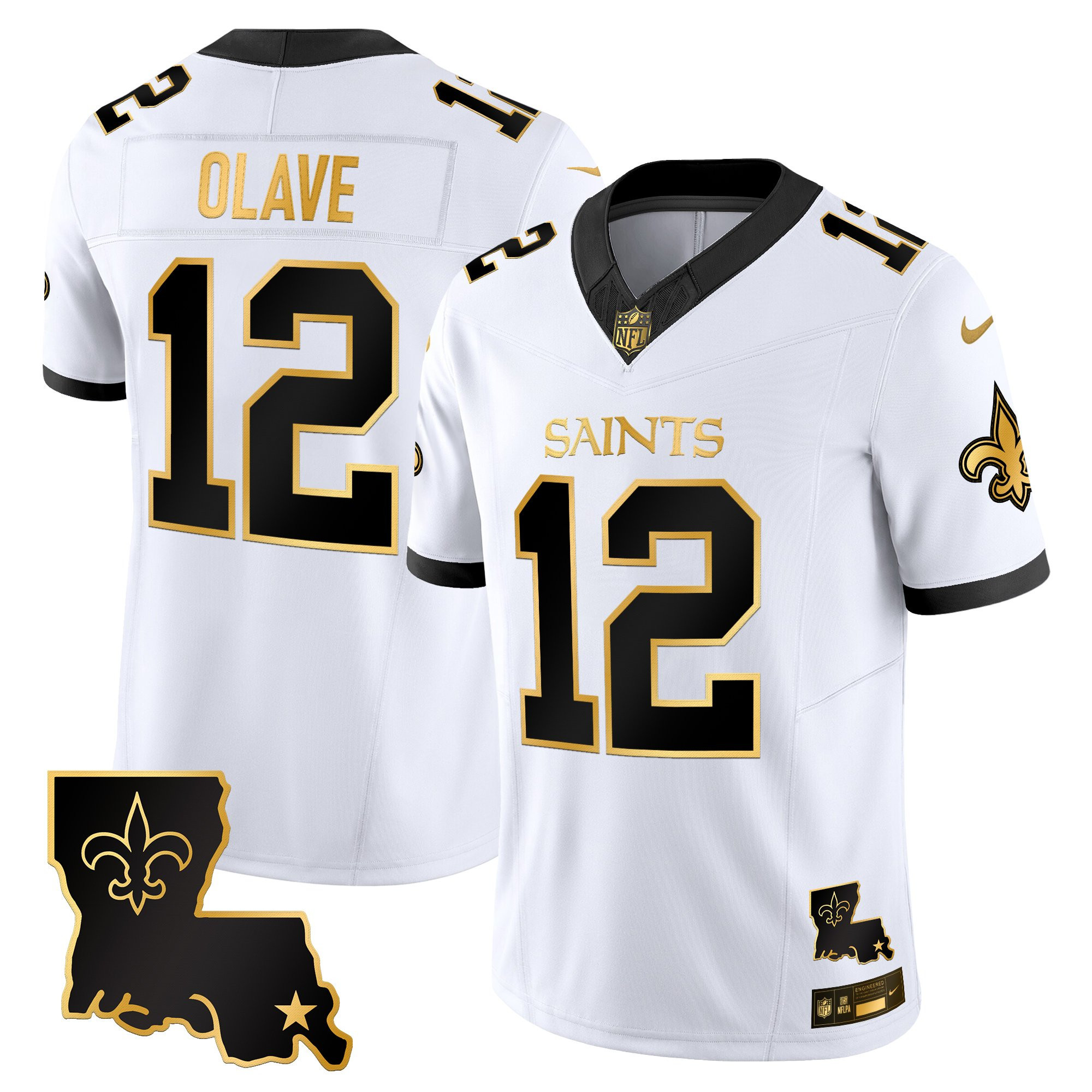Chris Olave Men's New Orleans Saints 2025 Gold Vapor Limited White Gold Jersey - All Stitched