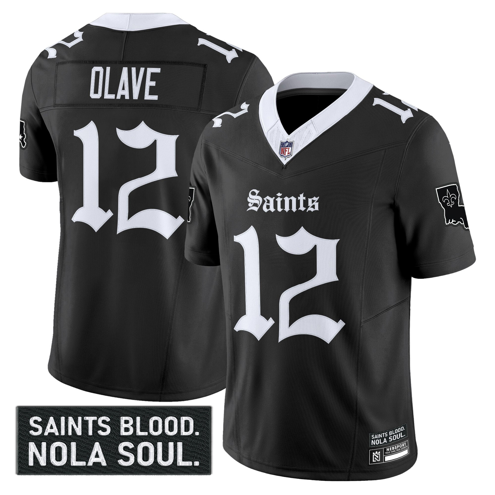 Chris Olave Men's New Orleans Saints Gothic Vieux CarrÃƒÆ’Ã‚Â© Edition Vapor Black Jersey - All Stitched