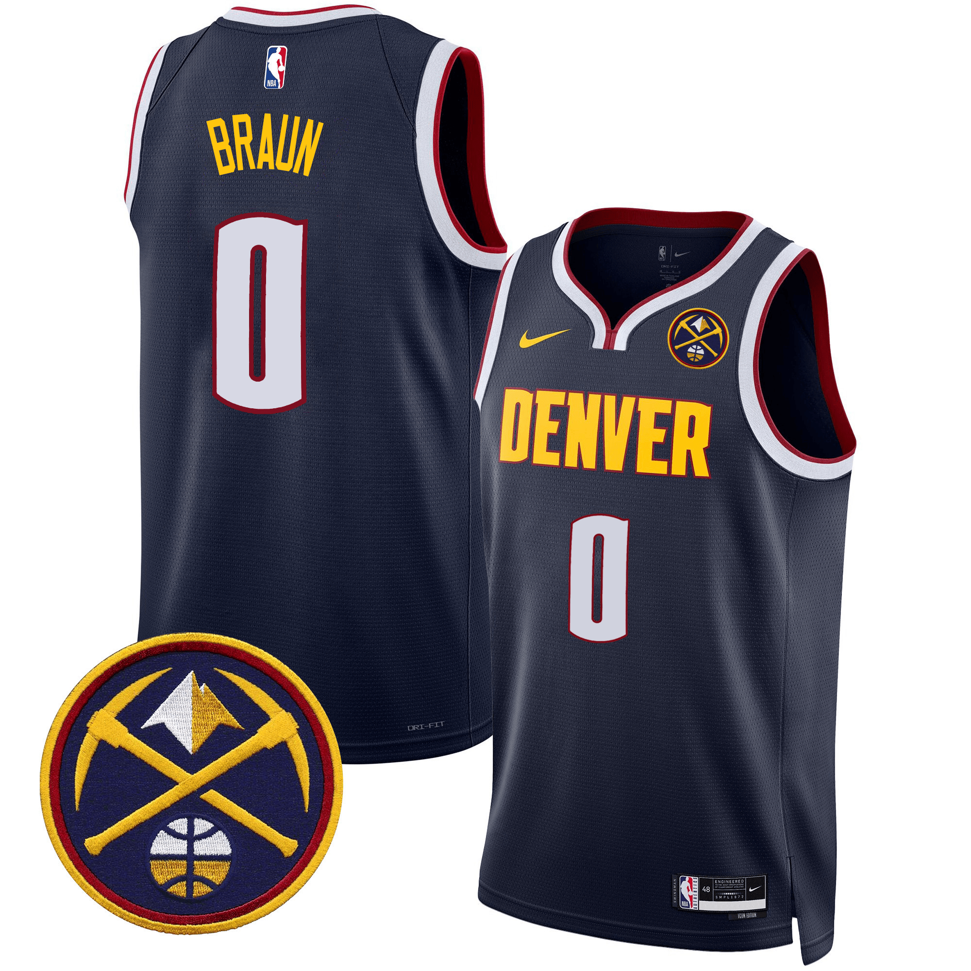 Christian Braun Men's Denver Nuggets Swingman Icon Jersey - All Stitched