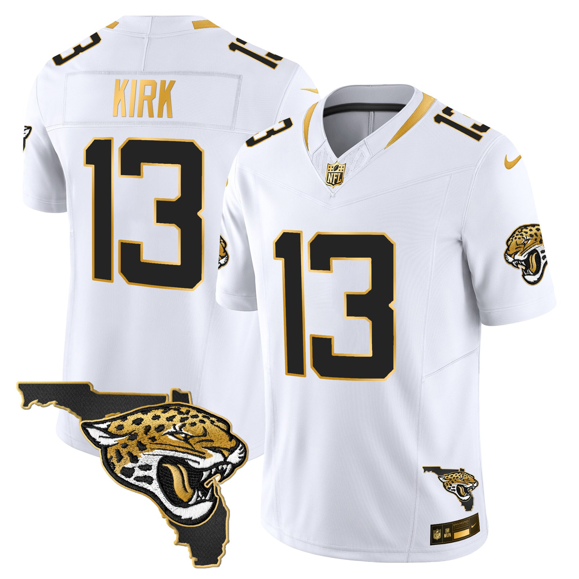 Christian Kirk Men's Jacksonville Jaguars 2025 Gold Vapor Limited White Gold Jersey - All Stitched