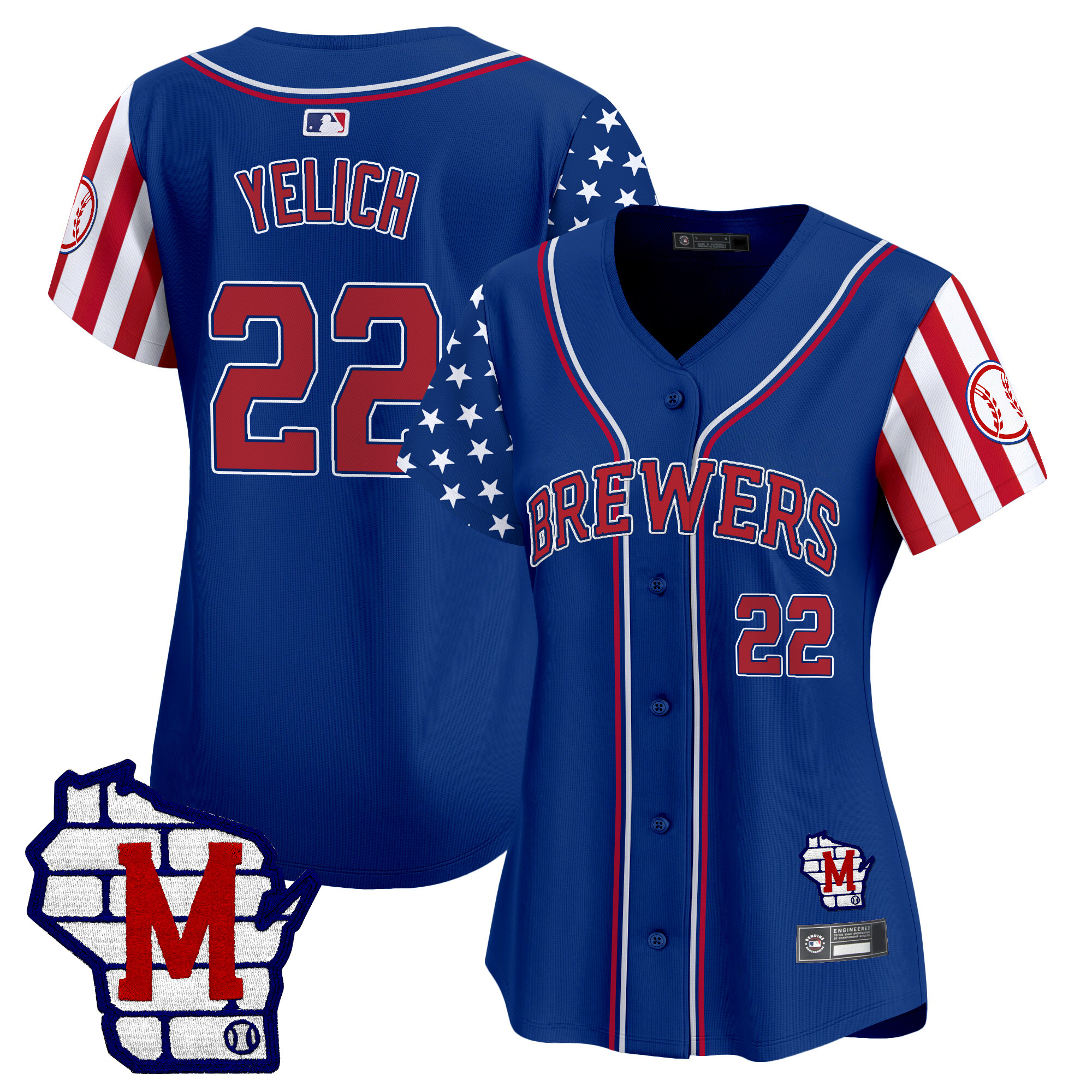 Christian Yelich Women's Milwaukee Brewers 2025 Independence Day Vapor Premier Limited Royal Jersey - All Stitched