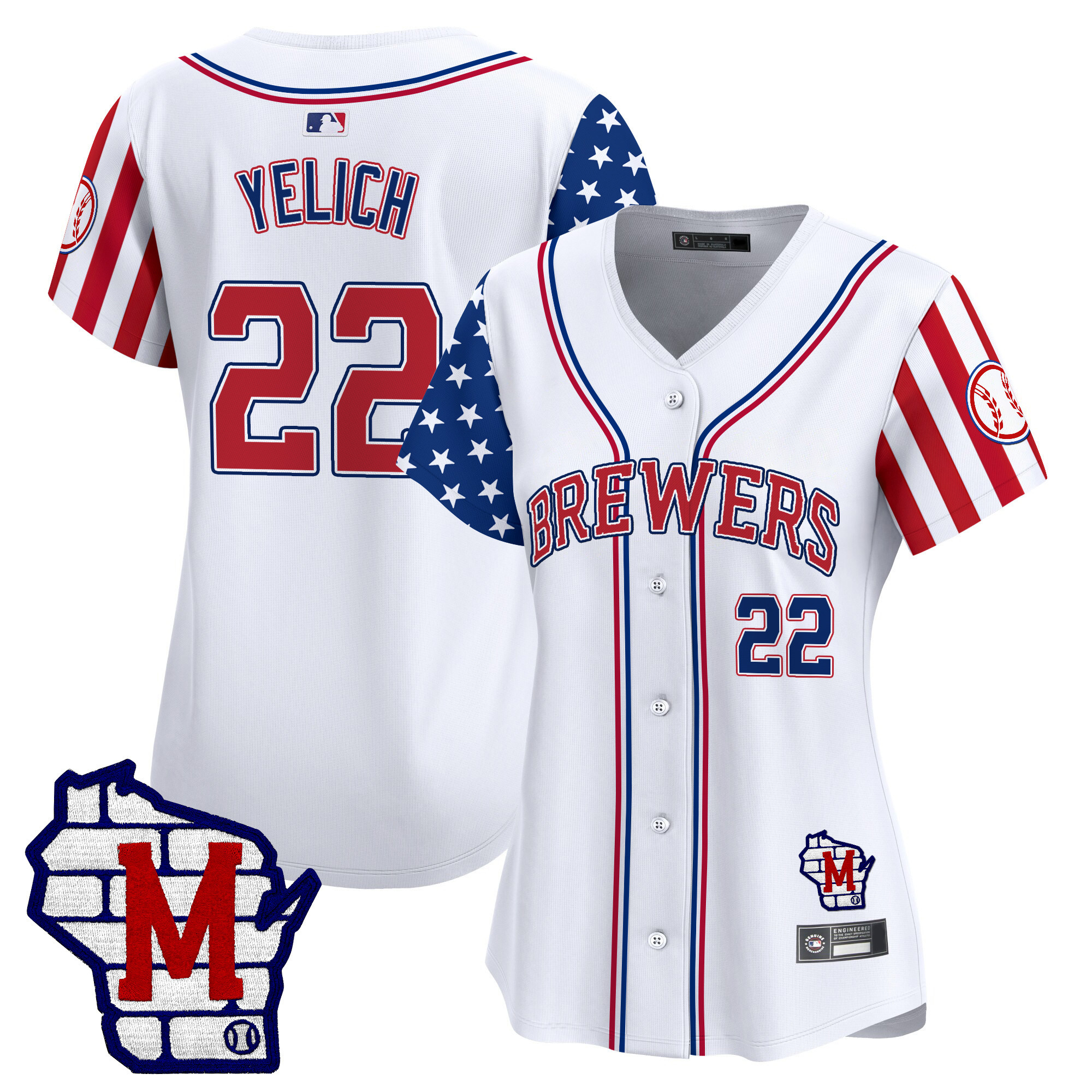 Christian Yelich Women's Milwaukee Brewers 2025 Independence Day Vapor Premier Limited White Jersey - All Stitched