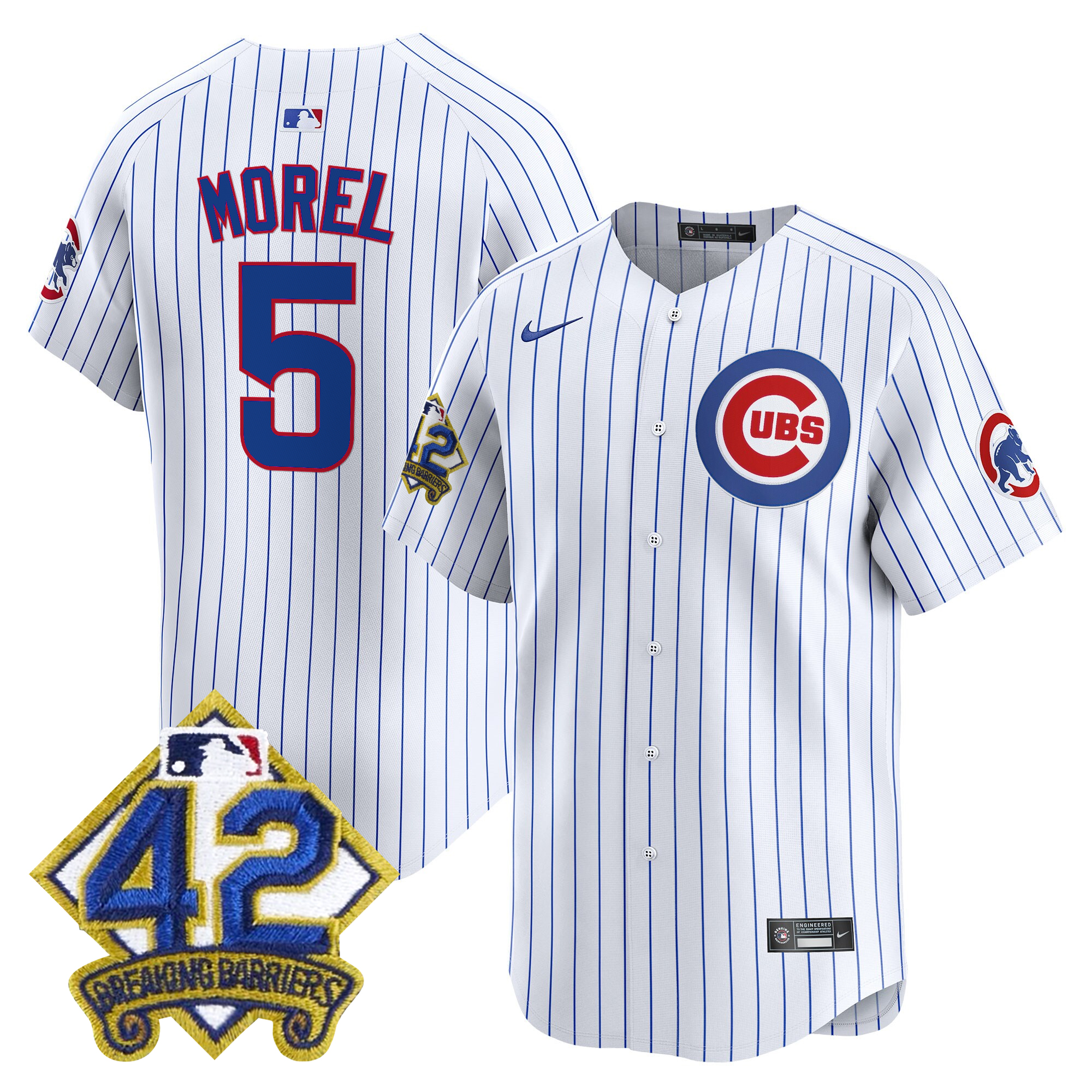 Christopher Morel Men's Chicago Cubs 2025 Jackie Robinson Patch Vapor Premier Limited Pinstripe Jersey - All Stitched