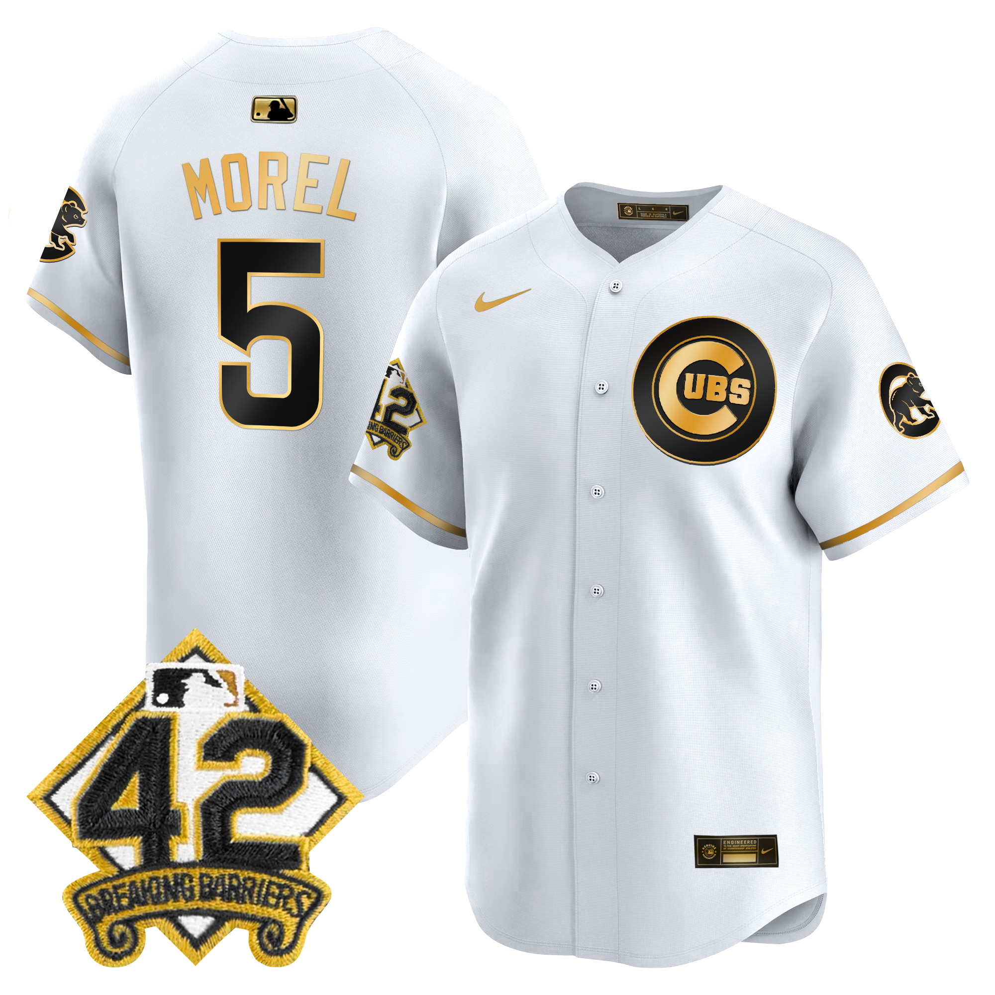 Christopher Morel Men's Chicago Cubs 2025 Jackie Robinson Patch Vapor Premier Limited White Gold Jersey - All Stitched